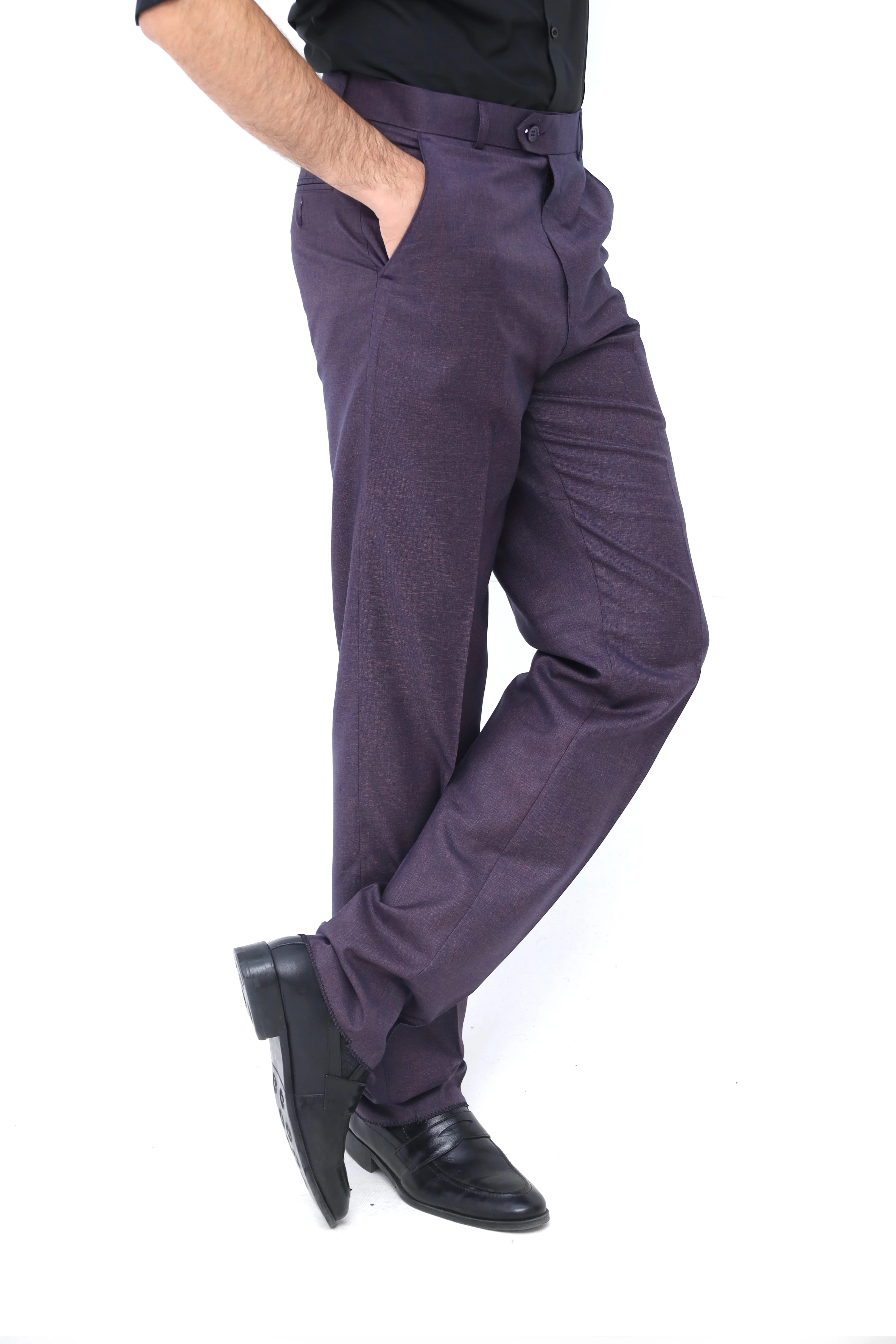 Textured Plum Formal Trousers