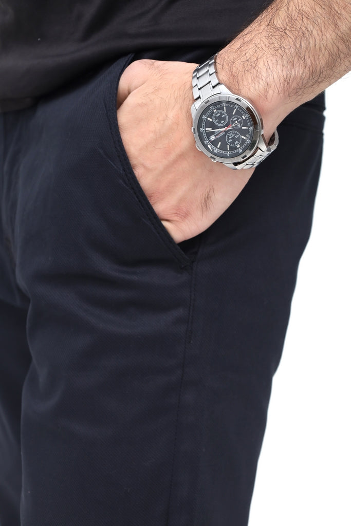 Denim Black Indigo Relaxed Fit Chinos