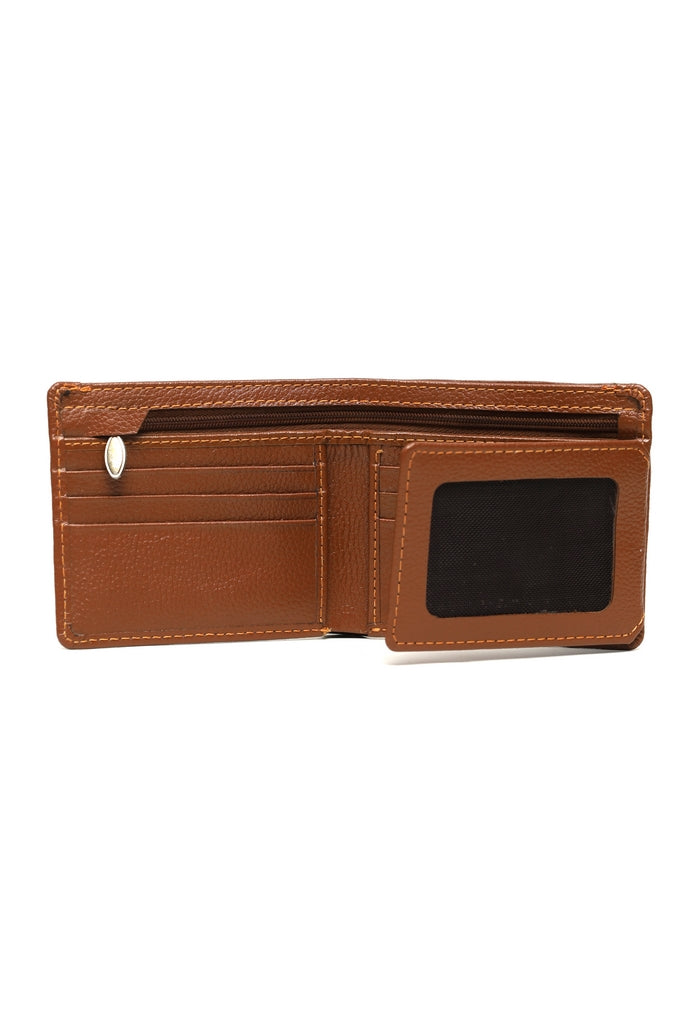 Textured Horizontal Bi-Fold Wallet with Contrast Stitching