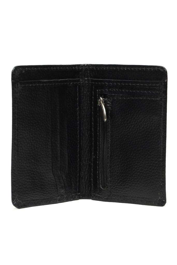 Vertical Bi-Fold Wallet with Accent Stitching