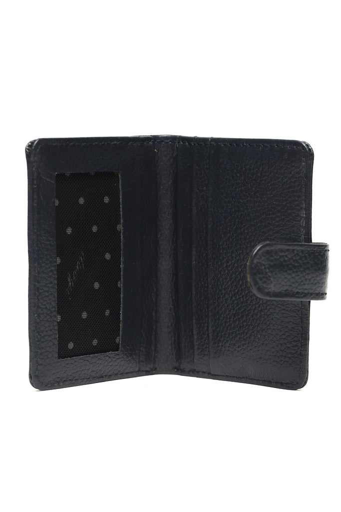 Textured Leather Vertical Wallet with Tab Closure