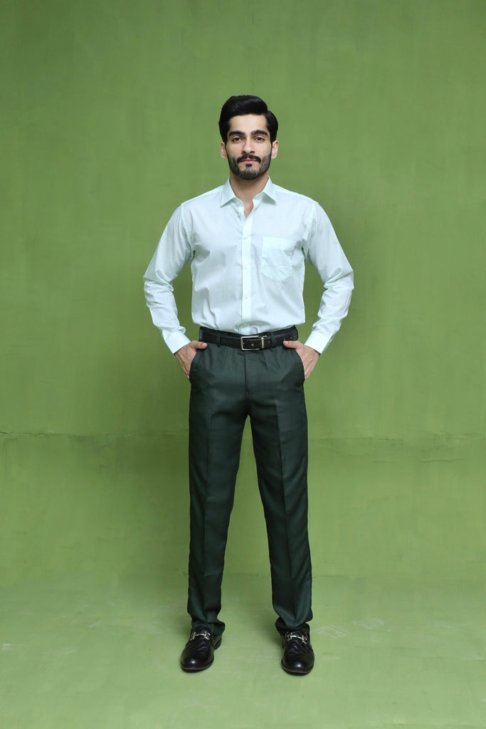 Men's Mint Sage Micro-Check Formal Shirt