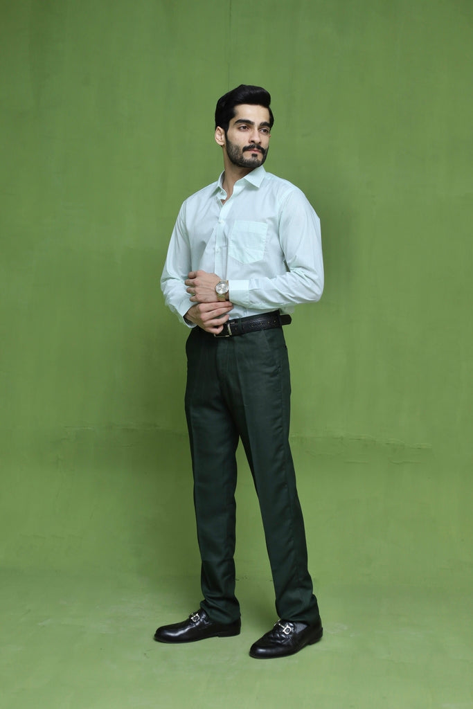 Men's Mint Sage Micro-Check Formal Shirt