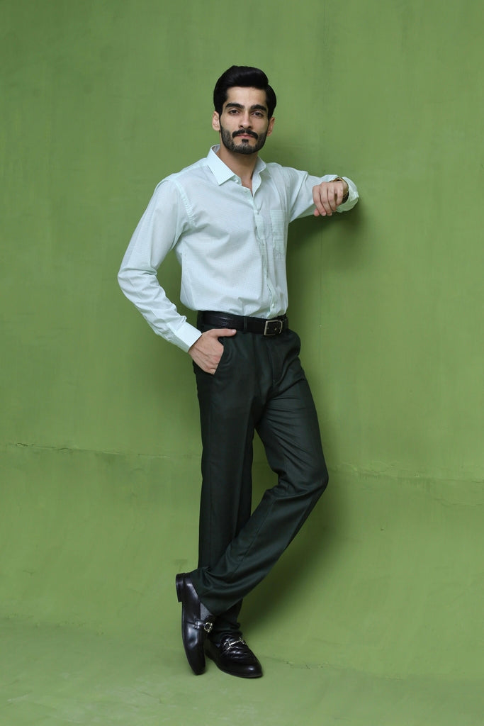 Men's Mint Sage Micro-Check Formal Shirt