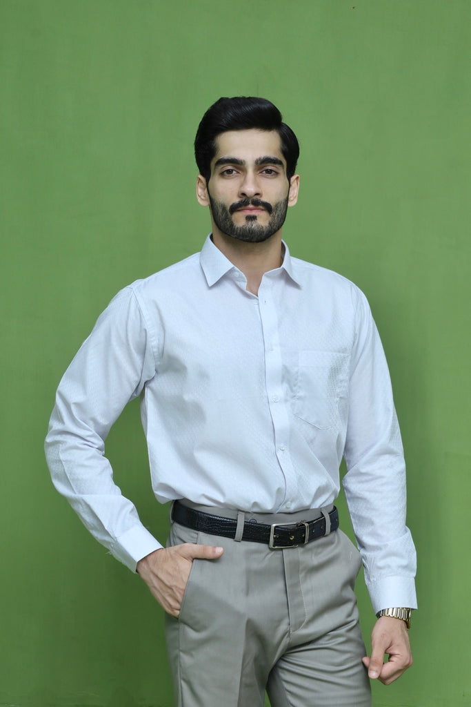 Men's Light Grey Textured  Formal Shirt