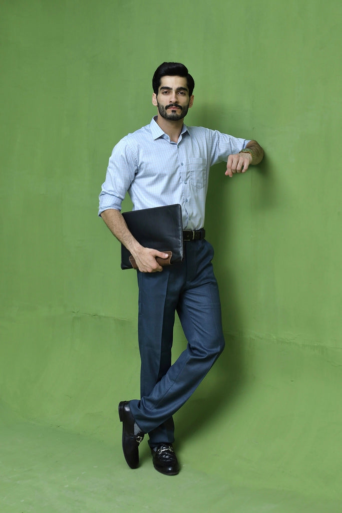 Men's Slate Blue Formal Dress Trousers