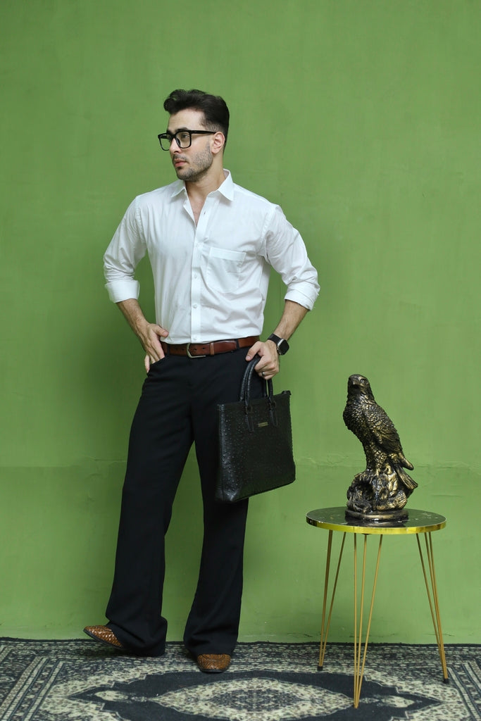 Men's Off-White Solid Formal Shirt