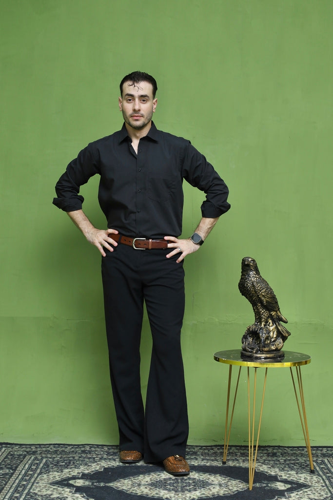 Men's Black Solid Formal Shirt