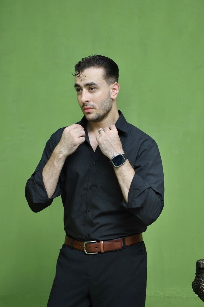 Men's Black Solid Formal Shirt