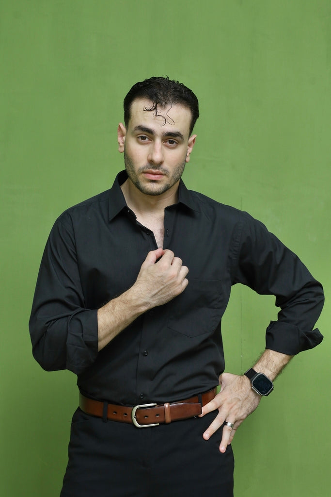 Men's Black Solid Formal Shirt