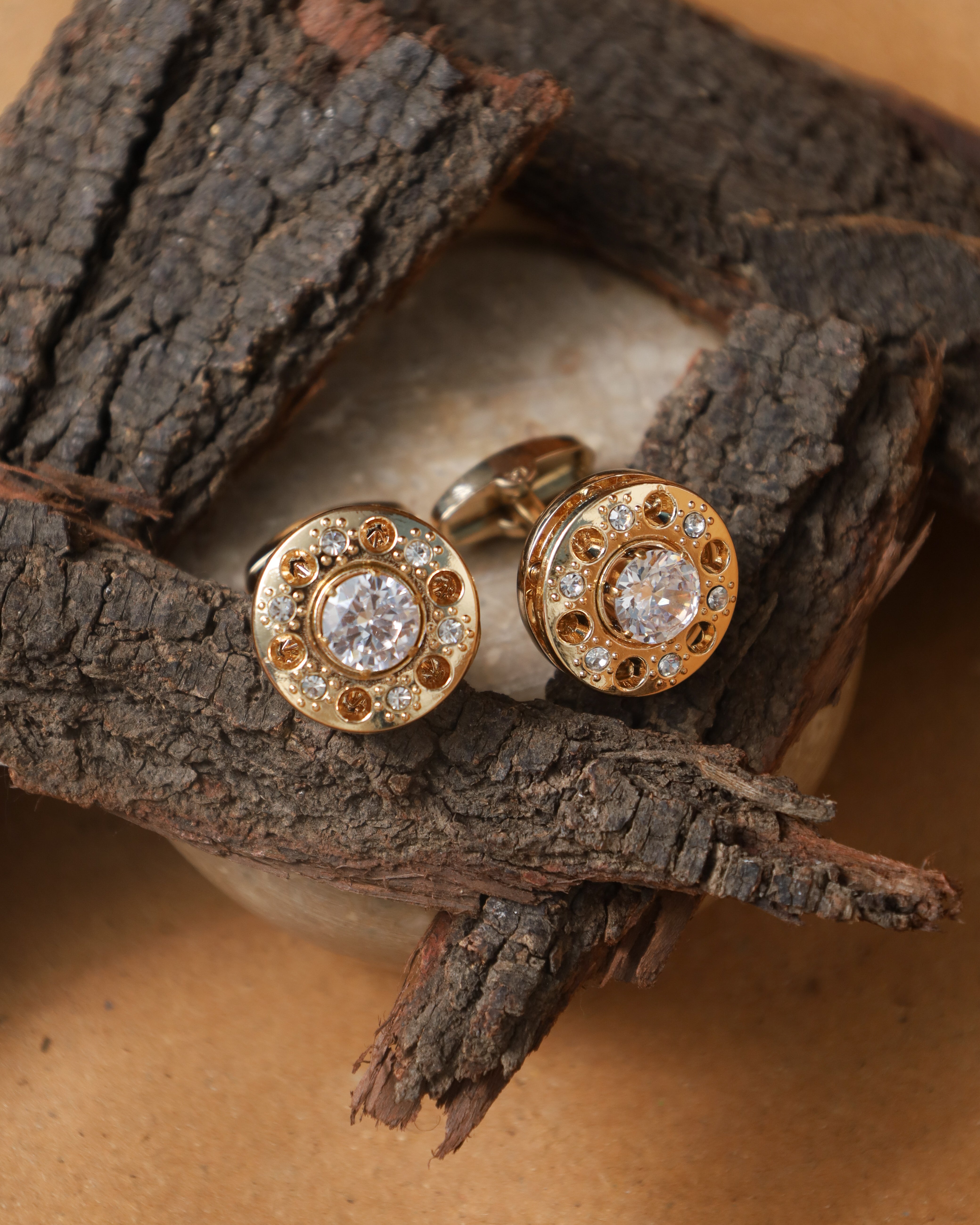 Gold-Tone Round Cufflinks