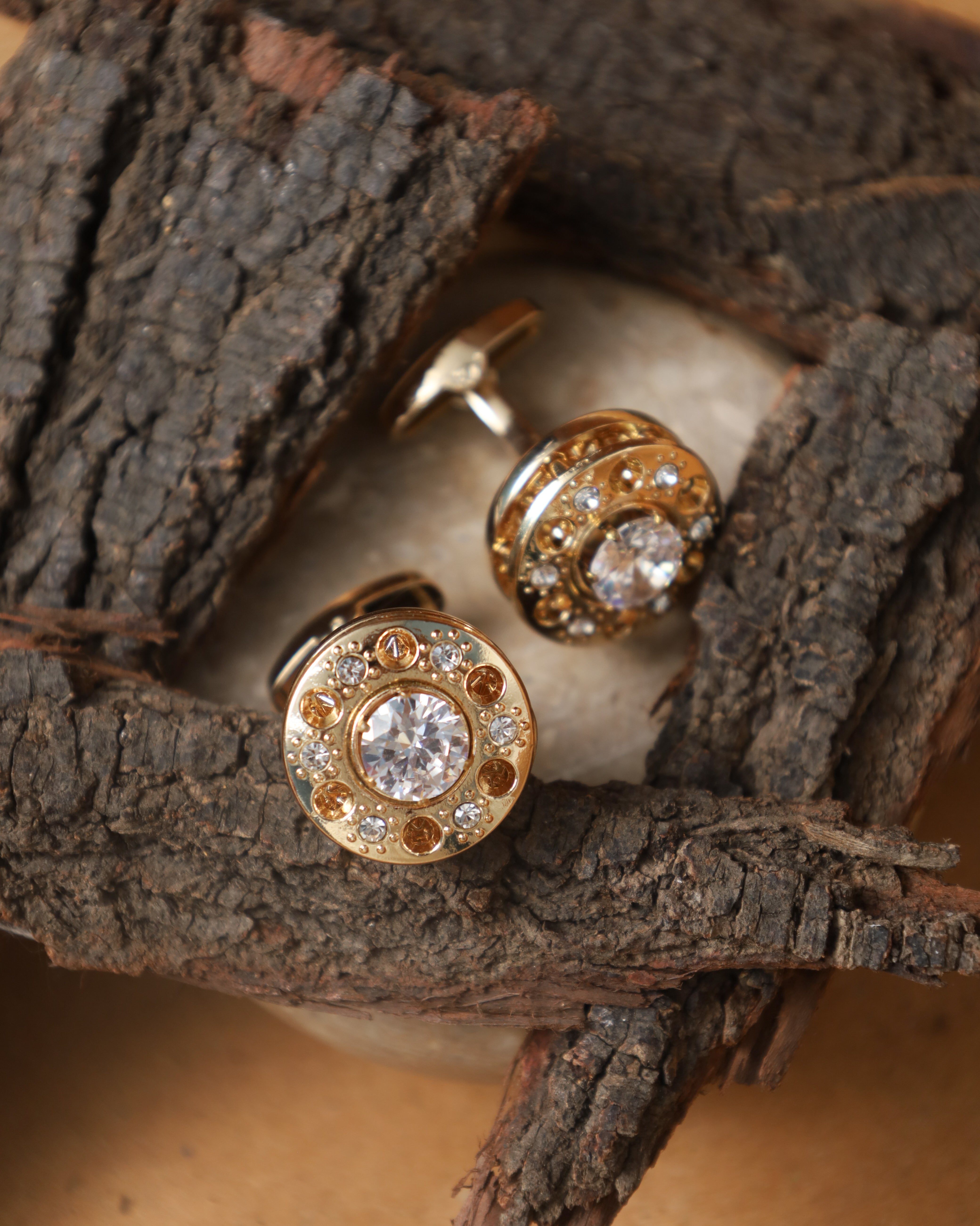 Gold-Tone Round Cufflinks