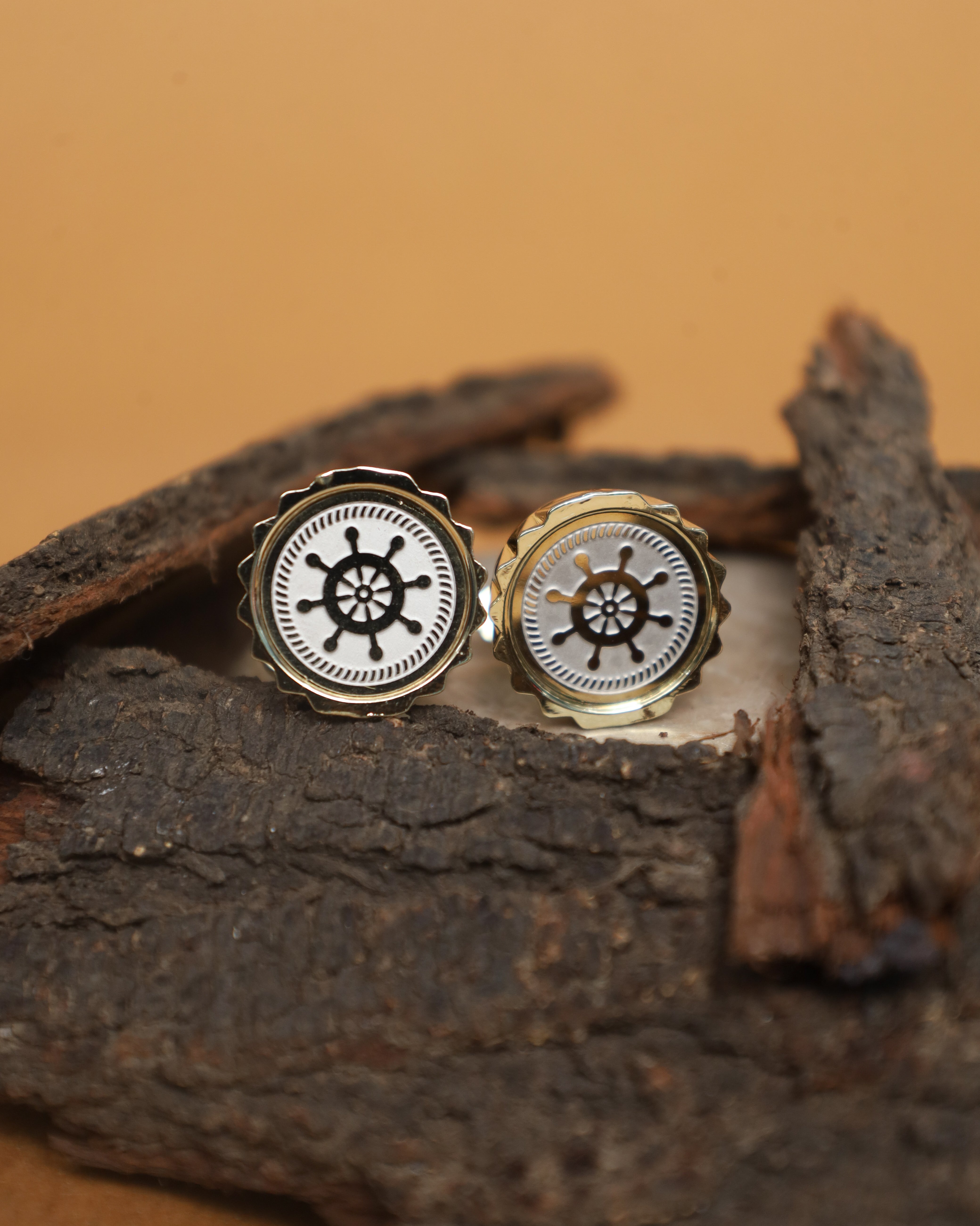 Gold-Tone Nautical Ship Wheel Cufflinks