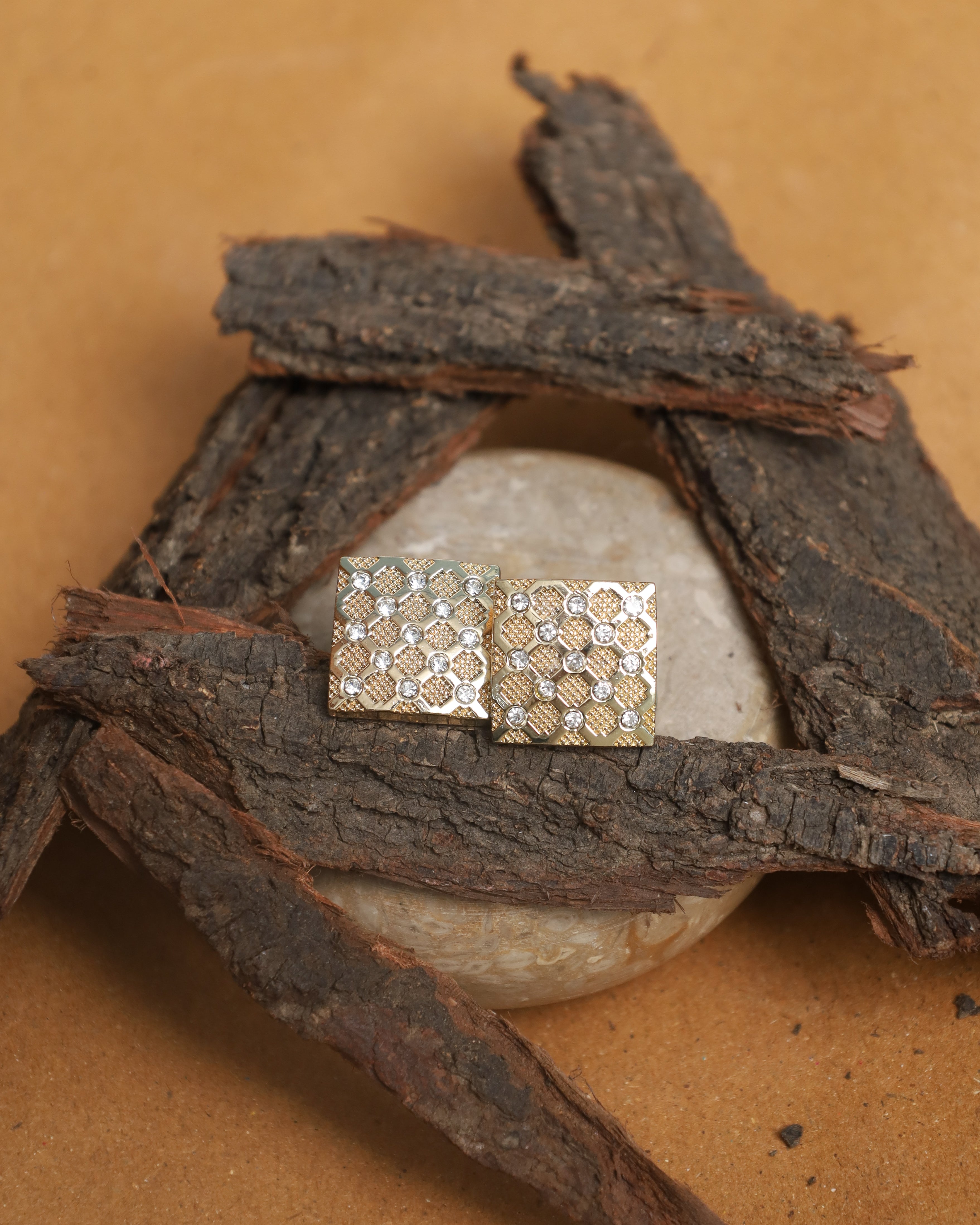 Gold-Tone Geometric Cufflinks