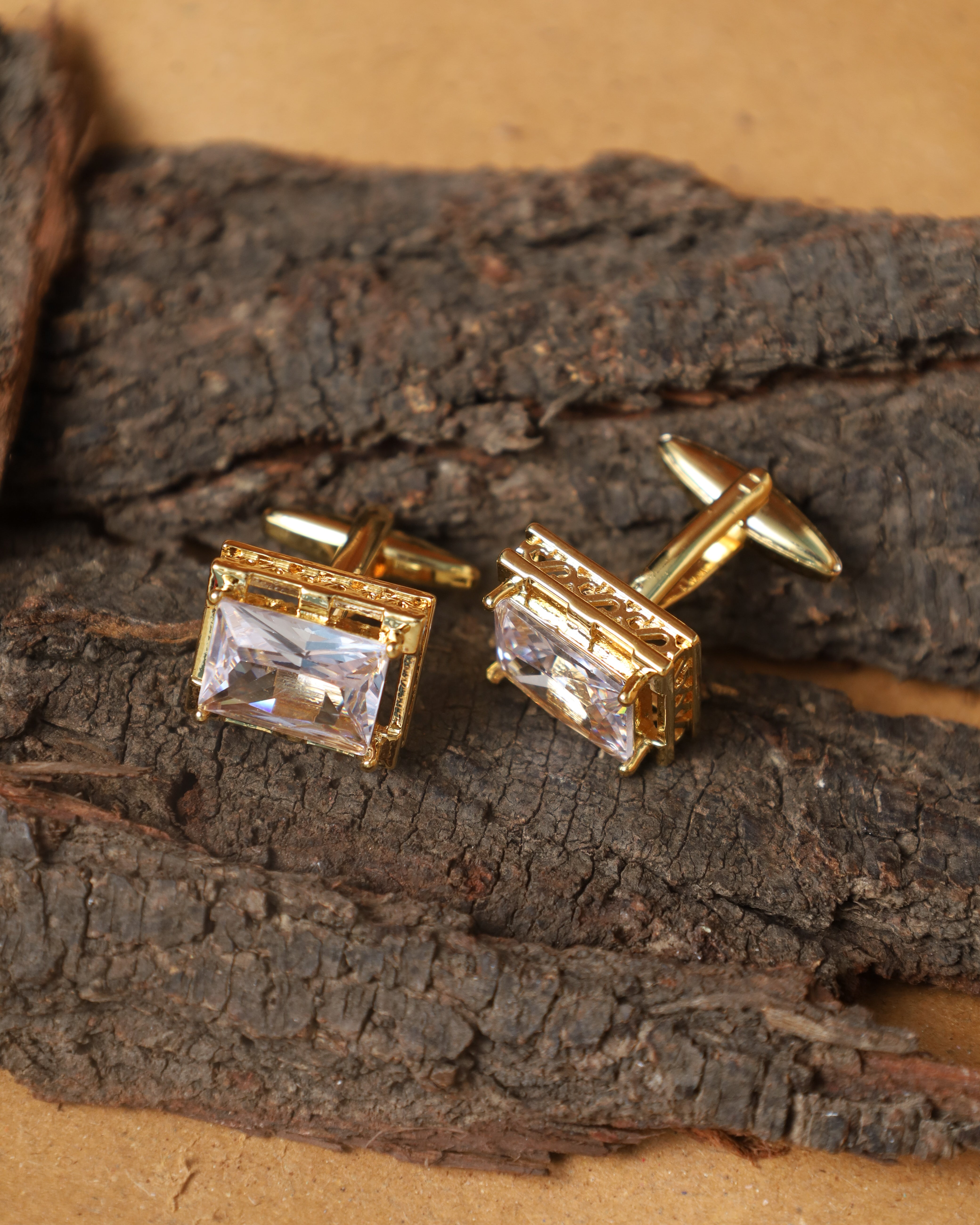 Gold-Tone  Rectangular Cufflinks