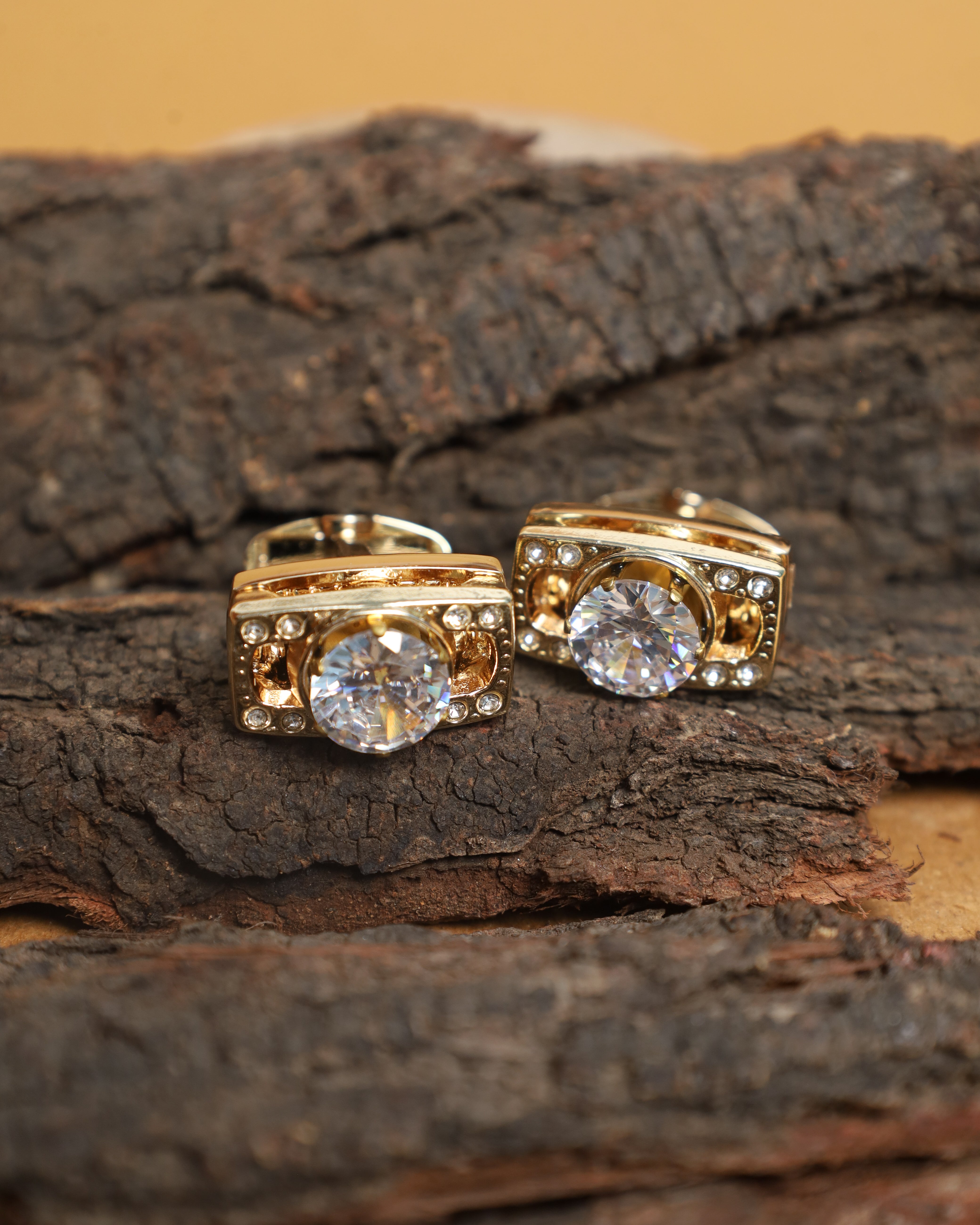 Gold-Tone Crystal Classic Cufflinks