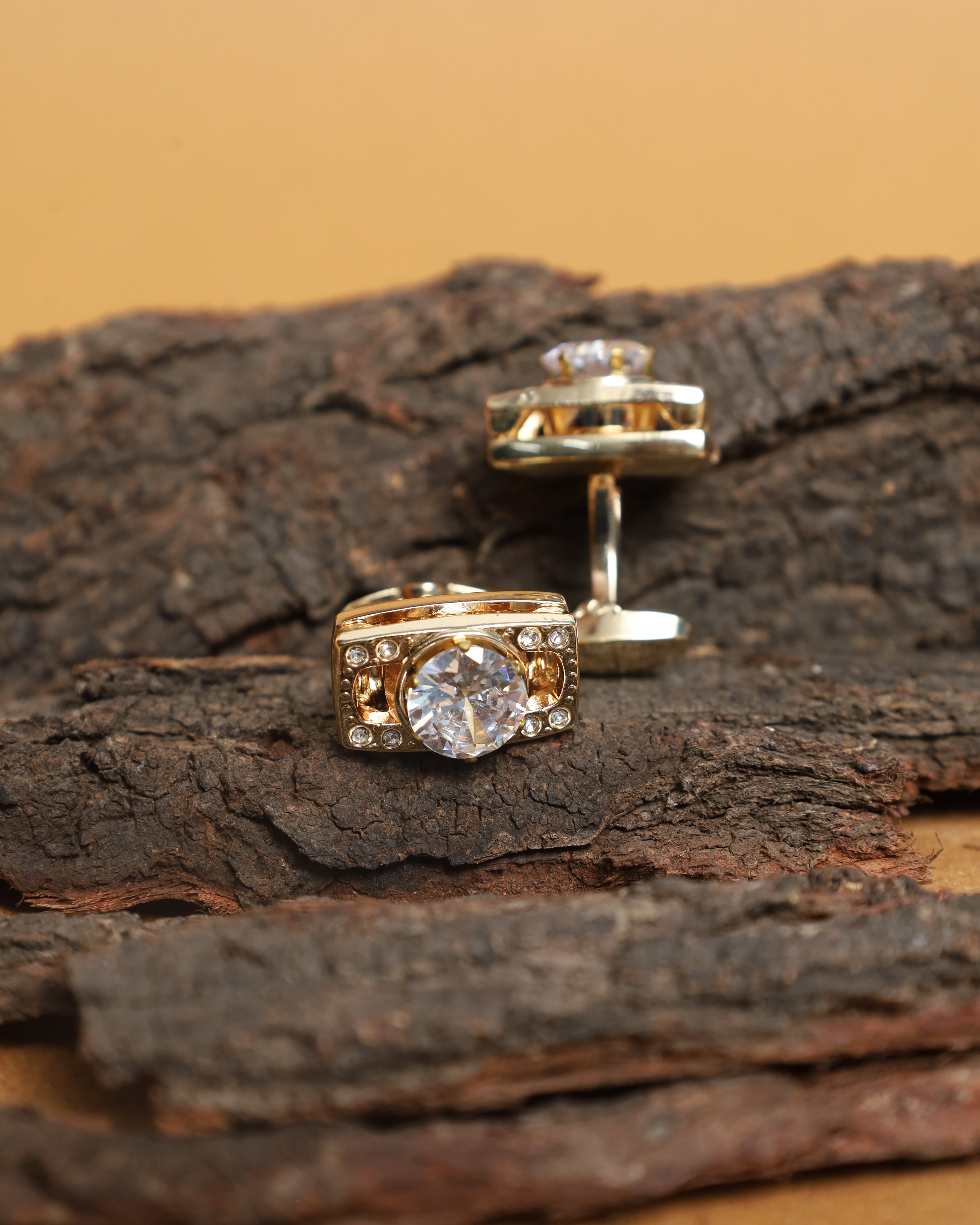 Gold-Tone Crystal Classic Cufflinks