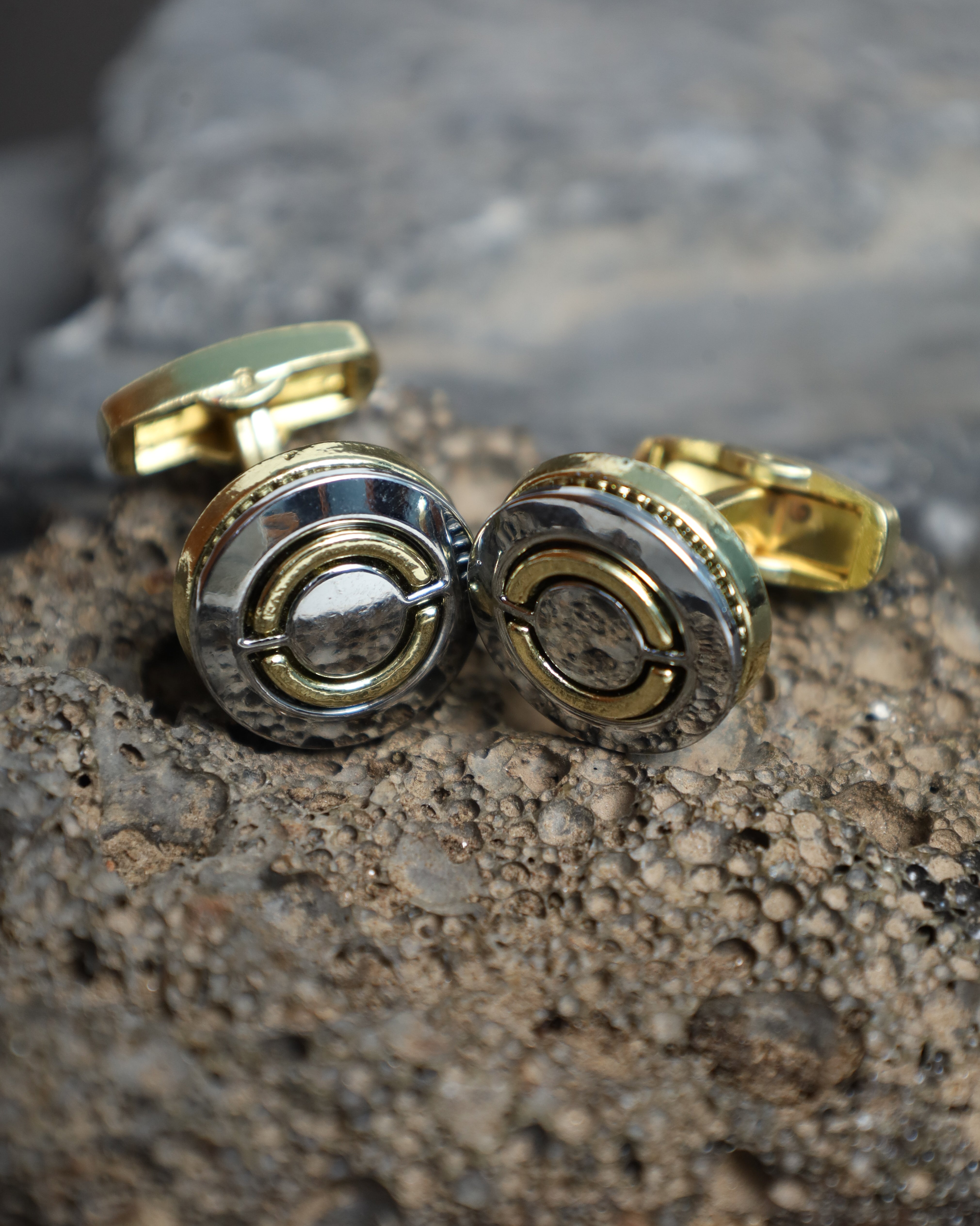 Gold & Silver Circular Statement Cufflinks
