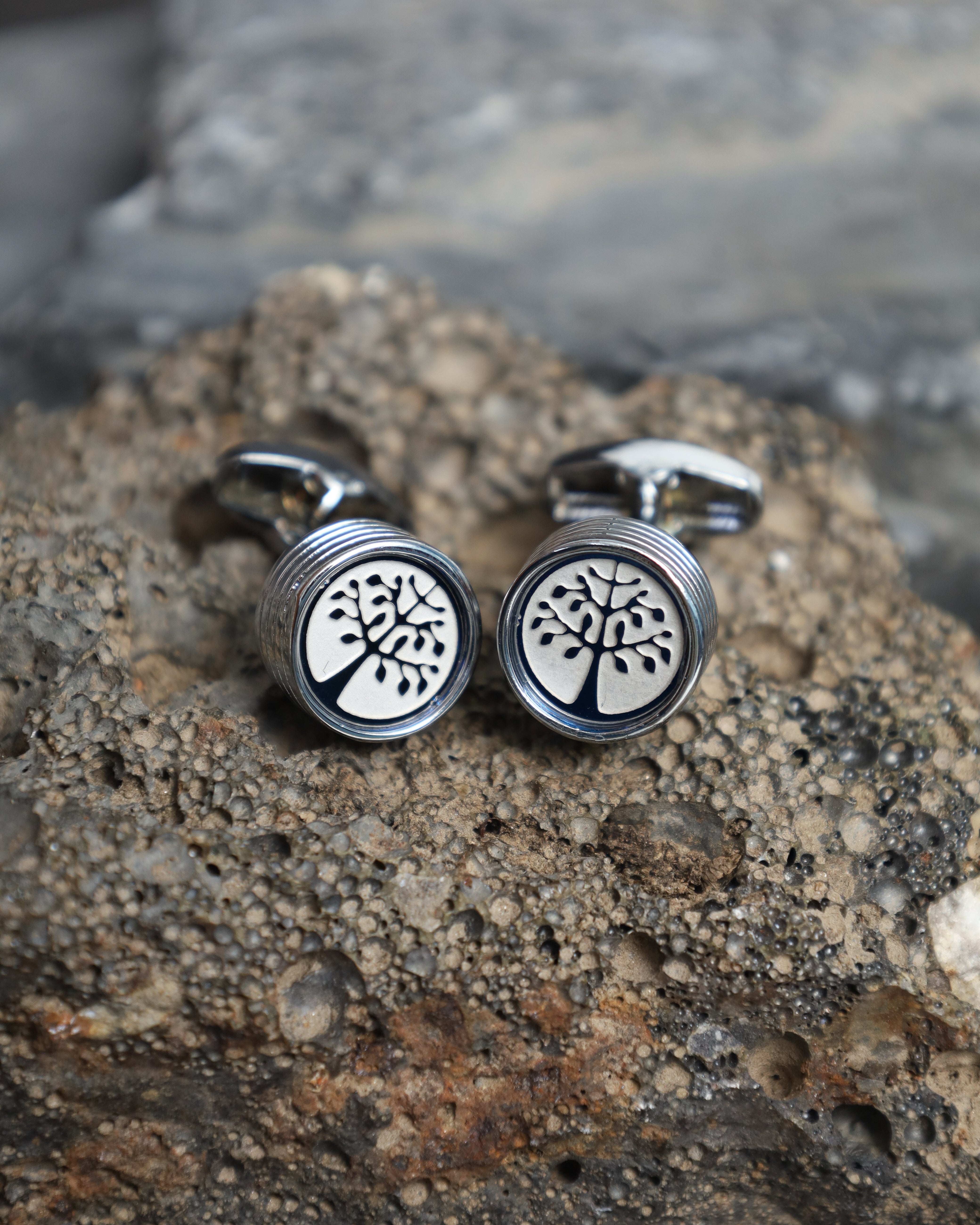 Silver Tree of Life Round Cufflinks