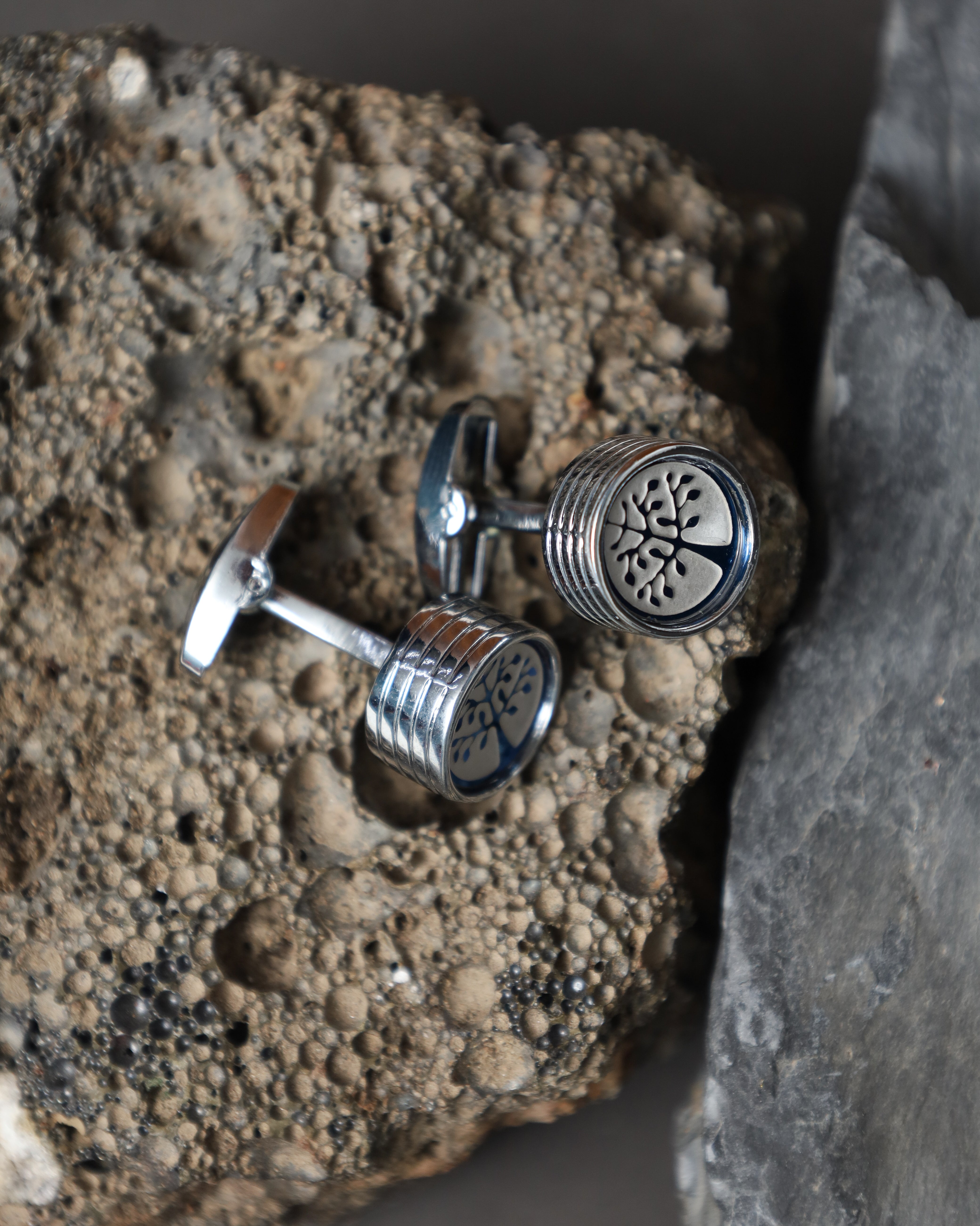 Silver Tree of Life Round Cufflinks