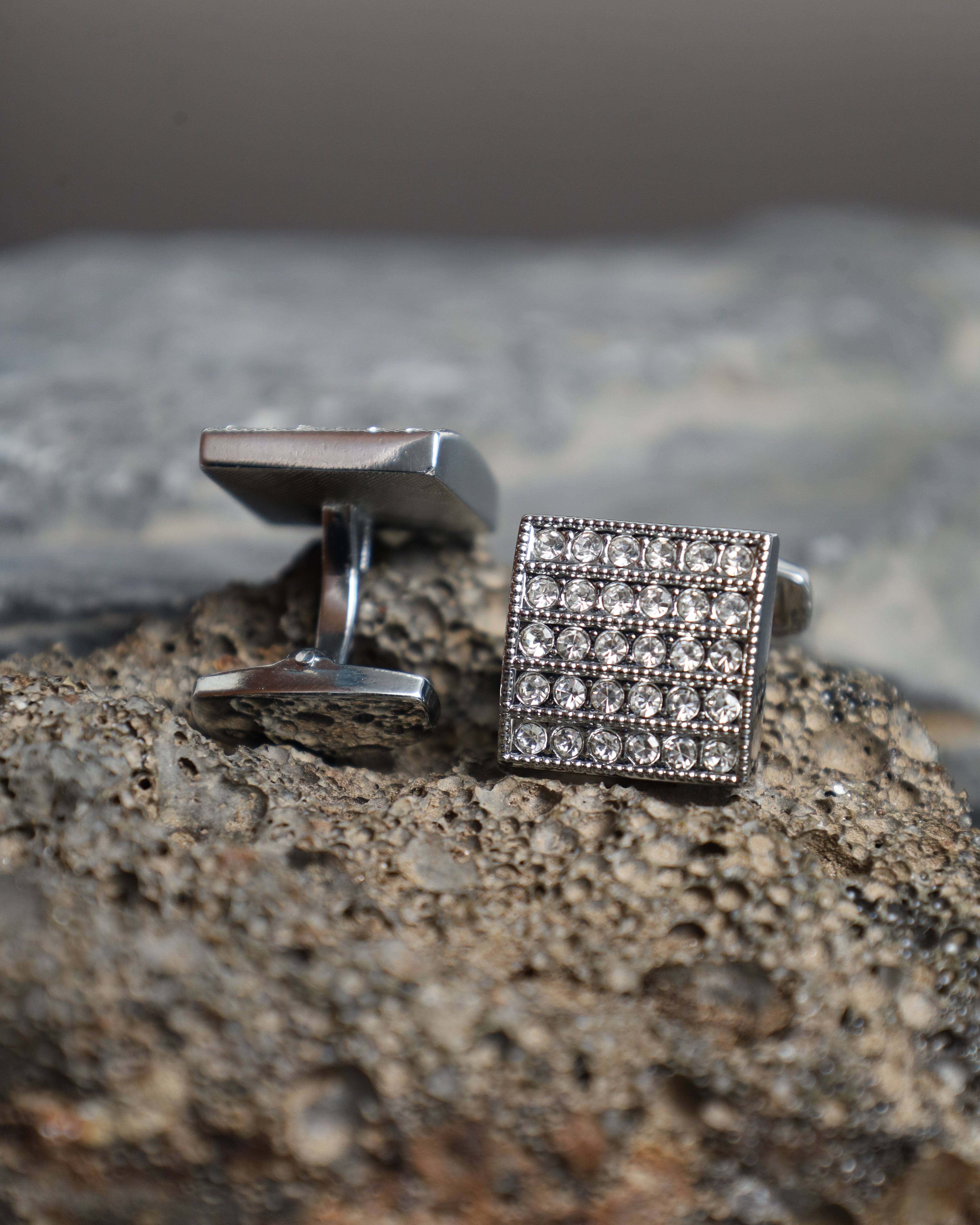 Silver Grid Rectangular Cufflinks