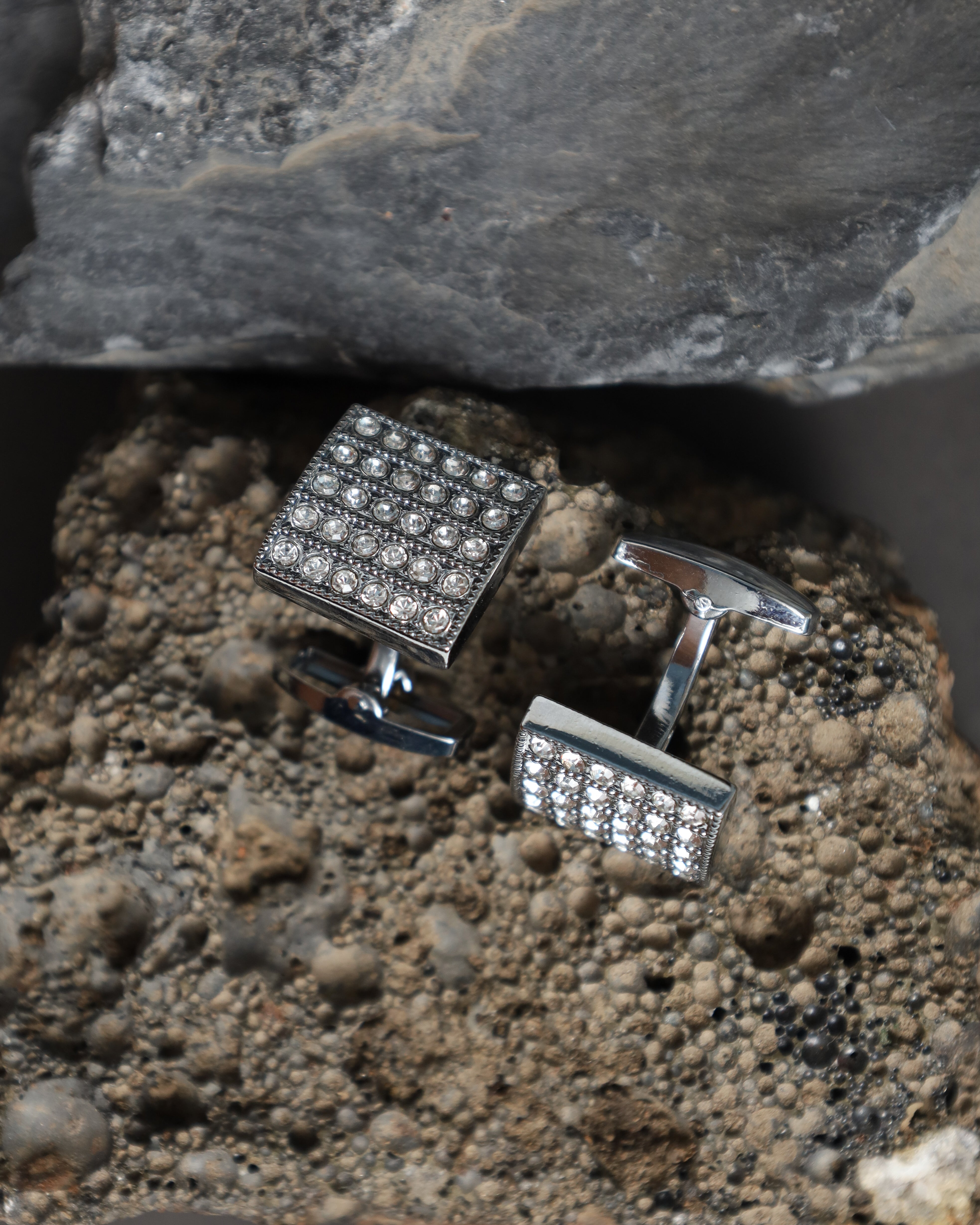 Silver Grid Rectangular Cufflinks