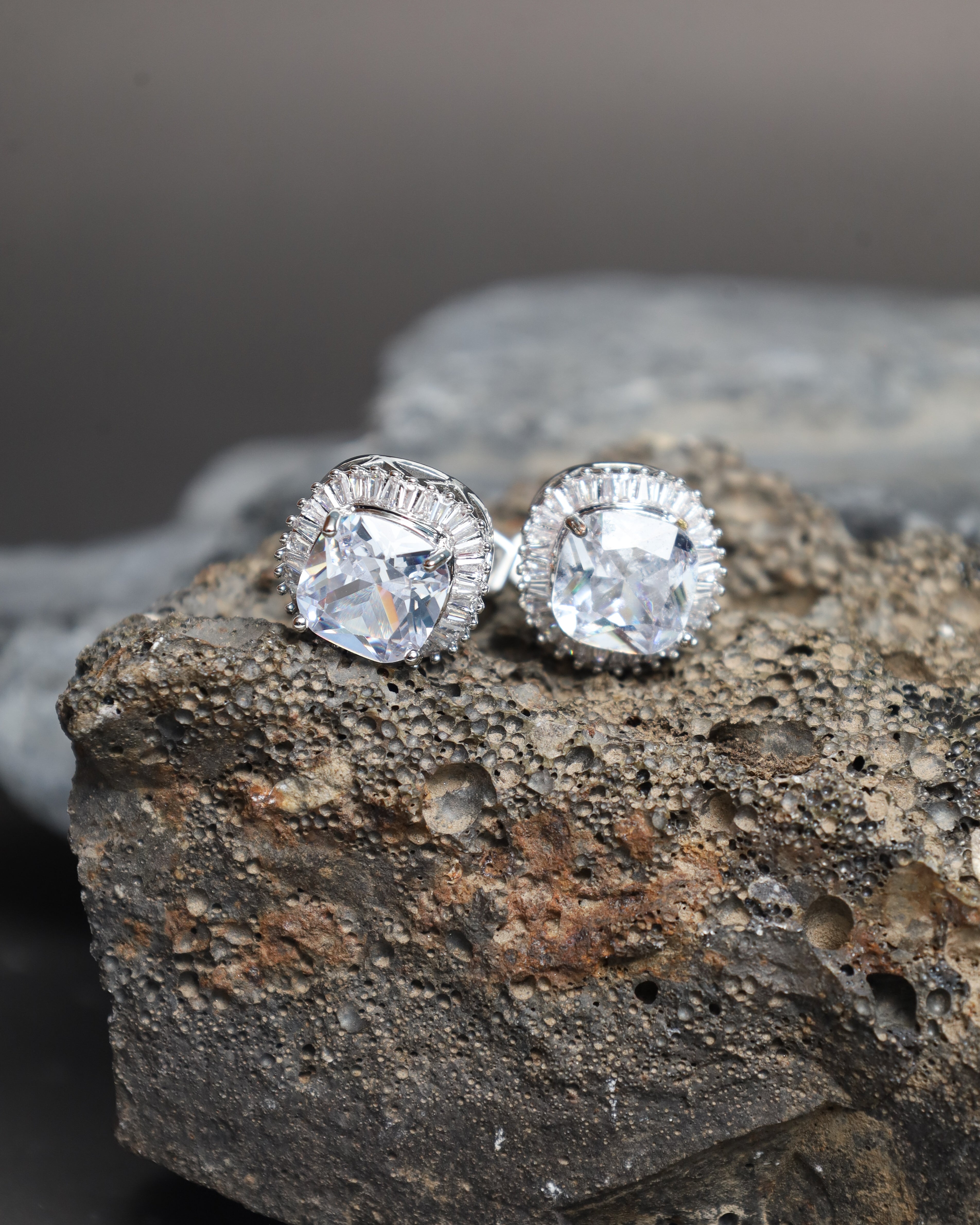 Silver Round Crystal Halo Cufflinks