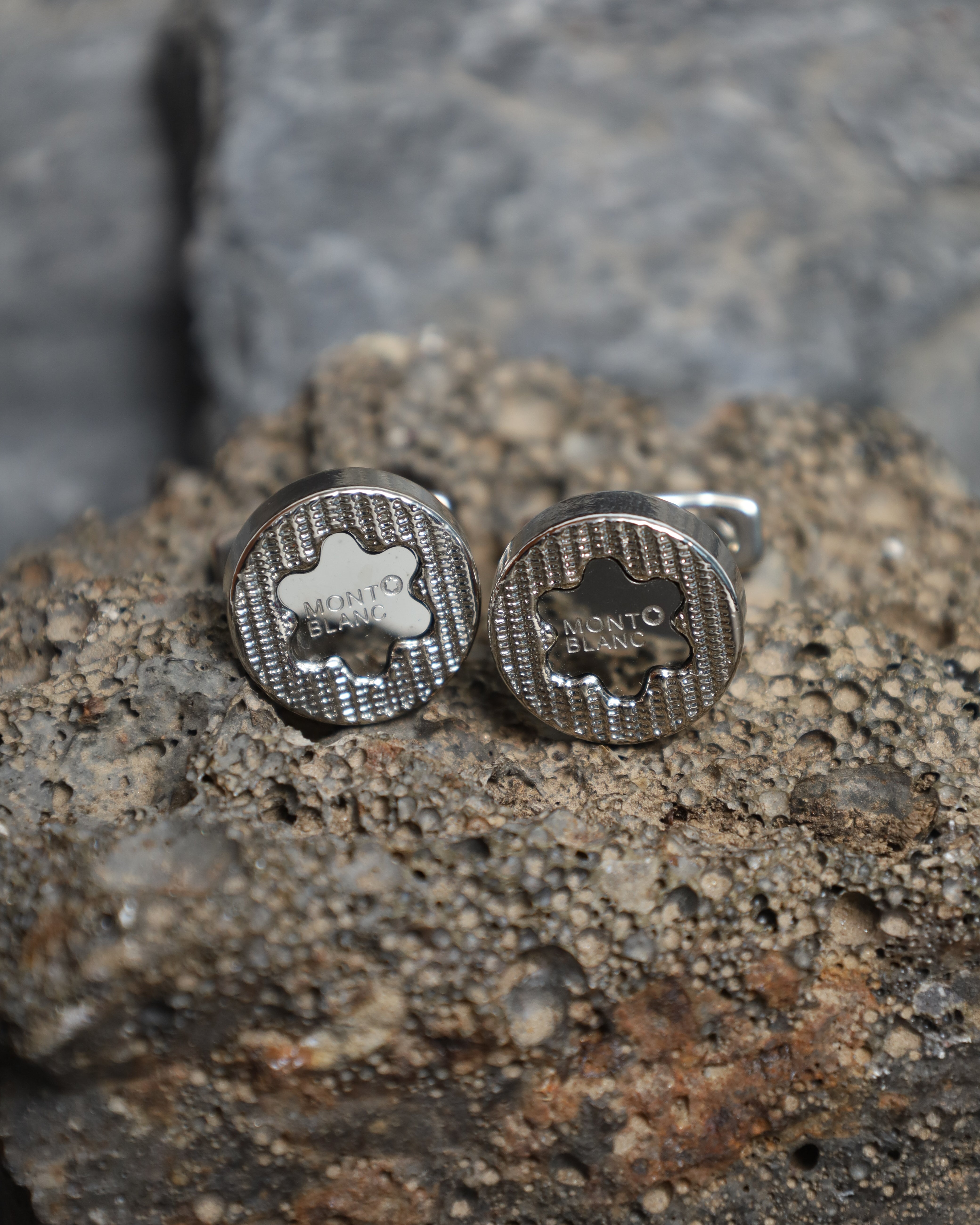 Silver Montblanc Textured Cufflinks
