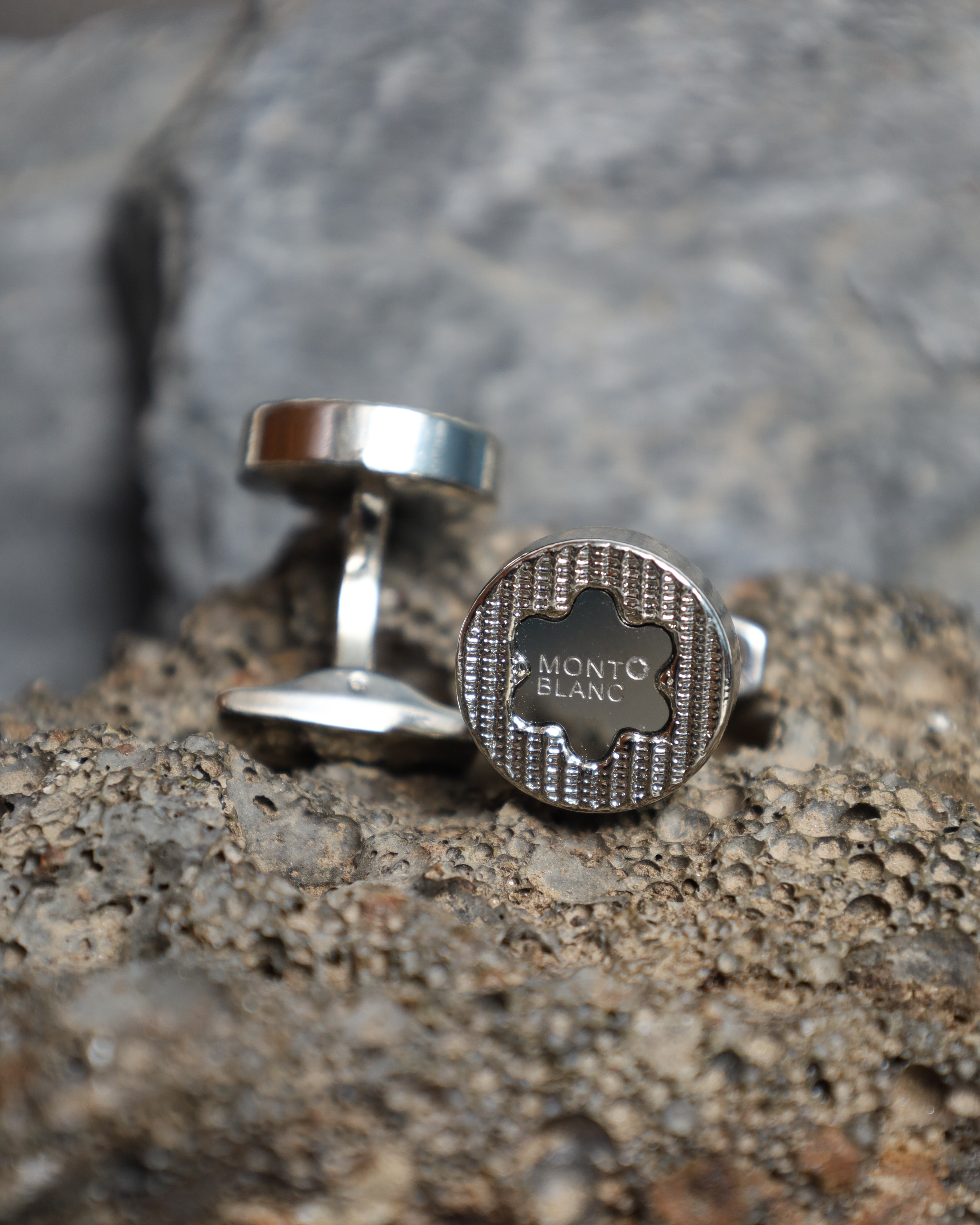 Silver Montblanc Textured Cufflinks