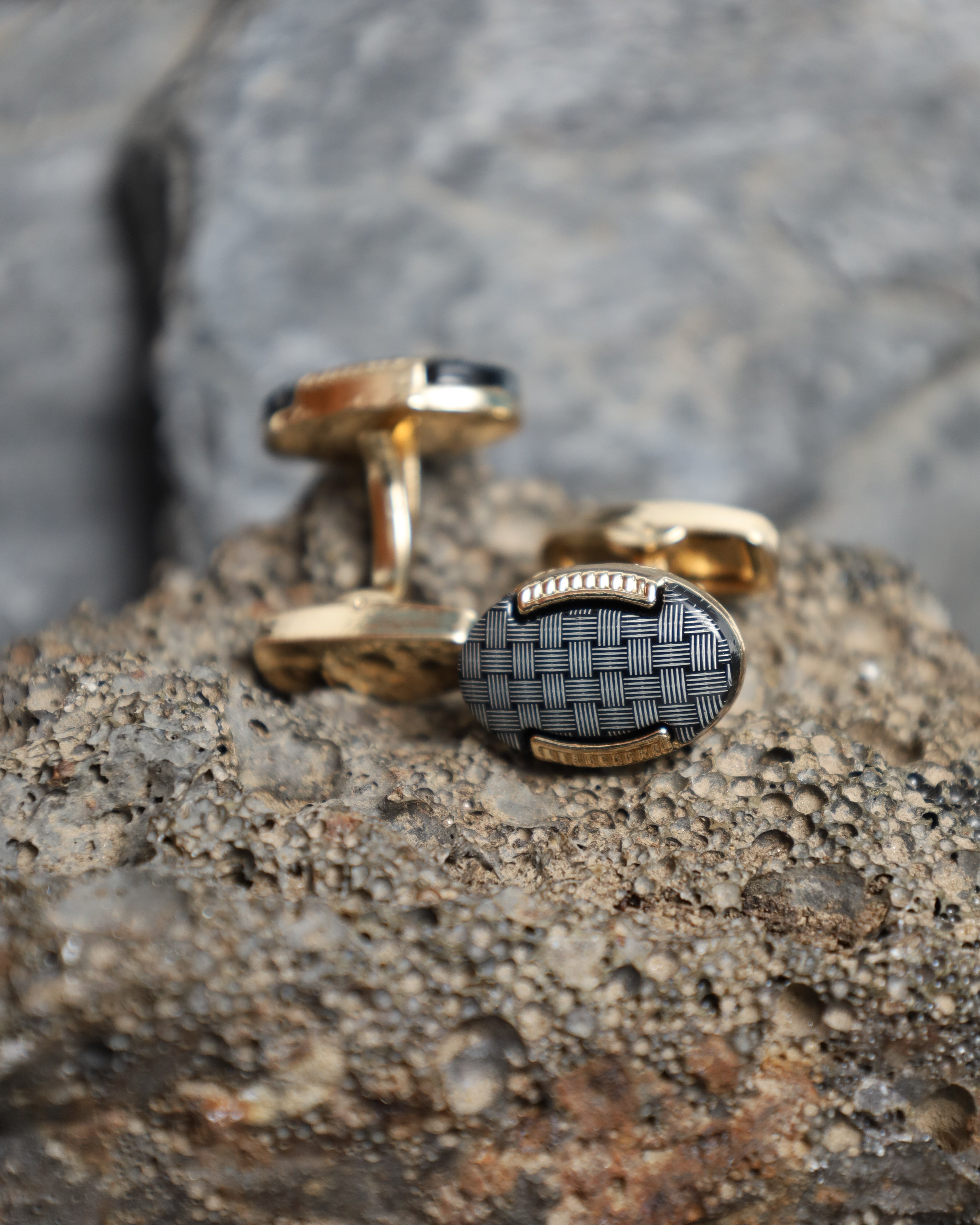Gold & Silver Geometric Grid Cufflinks