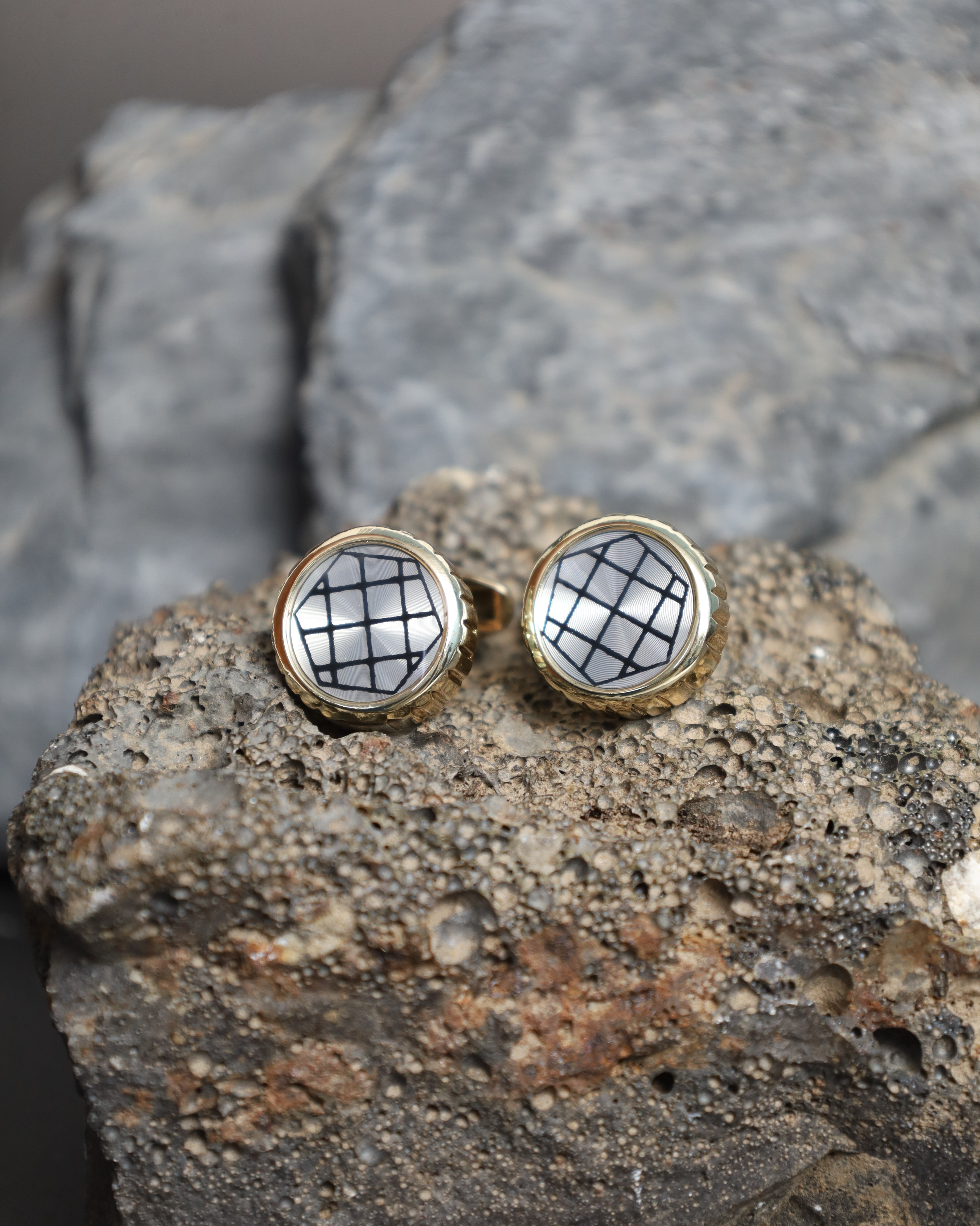 Gold & Silver Geometric Grid Cufflinks