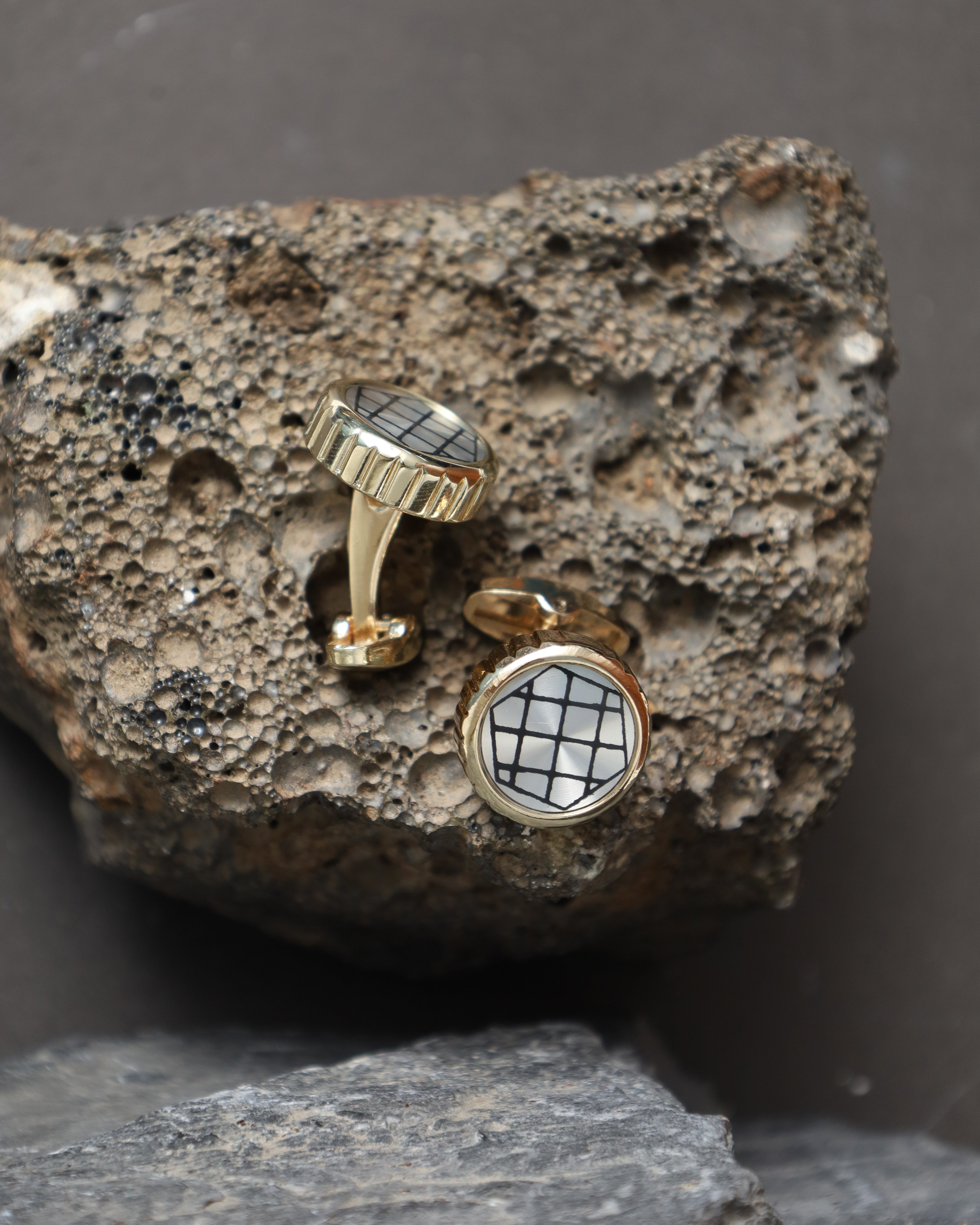 Gold & Silver Geometric Grid Cufflinks