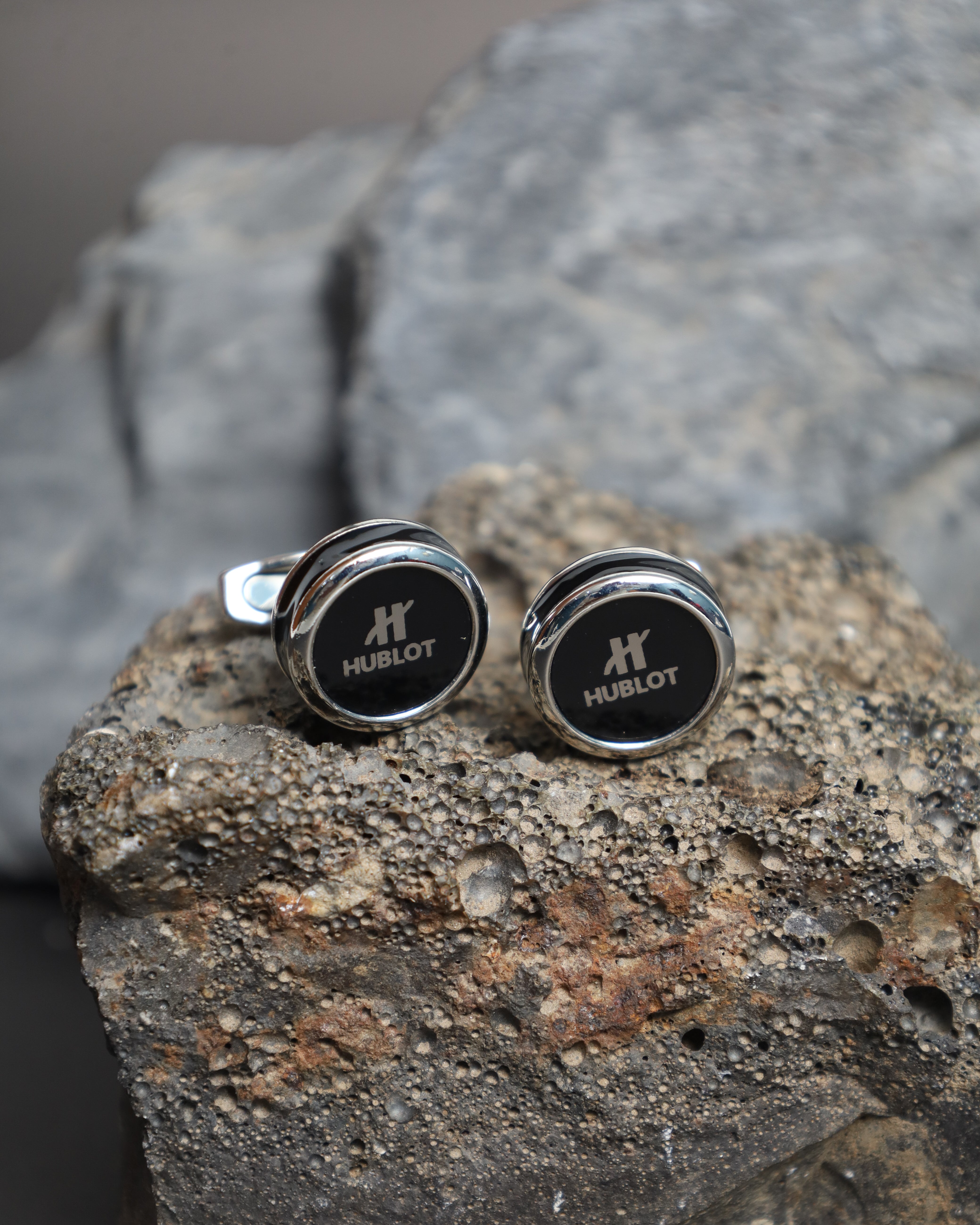 Silver & Black Hublot Cufflinks