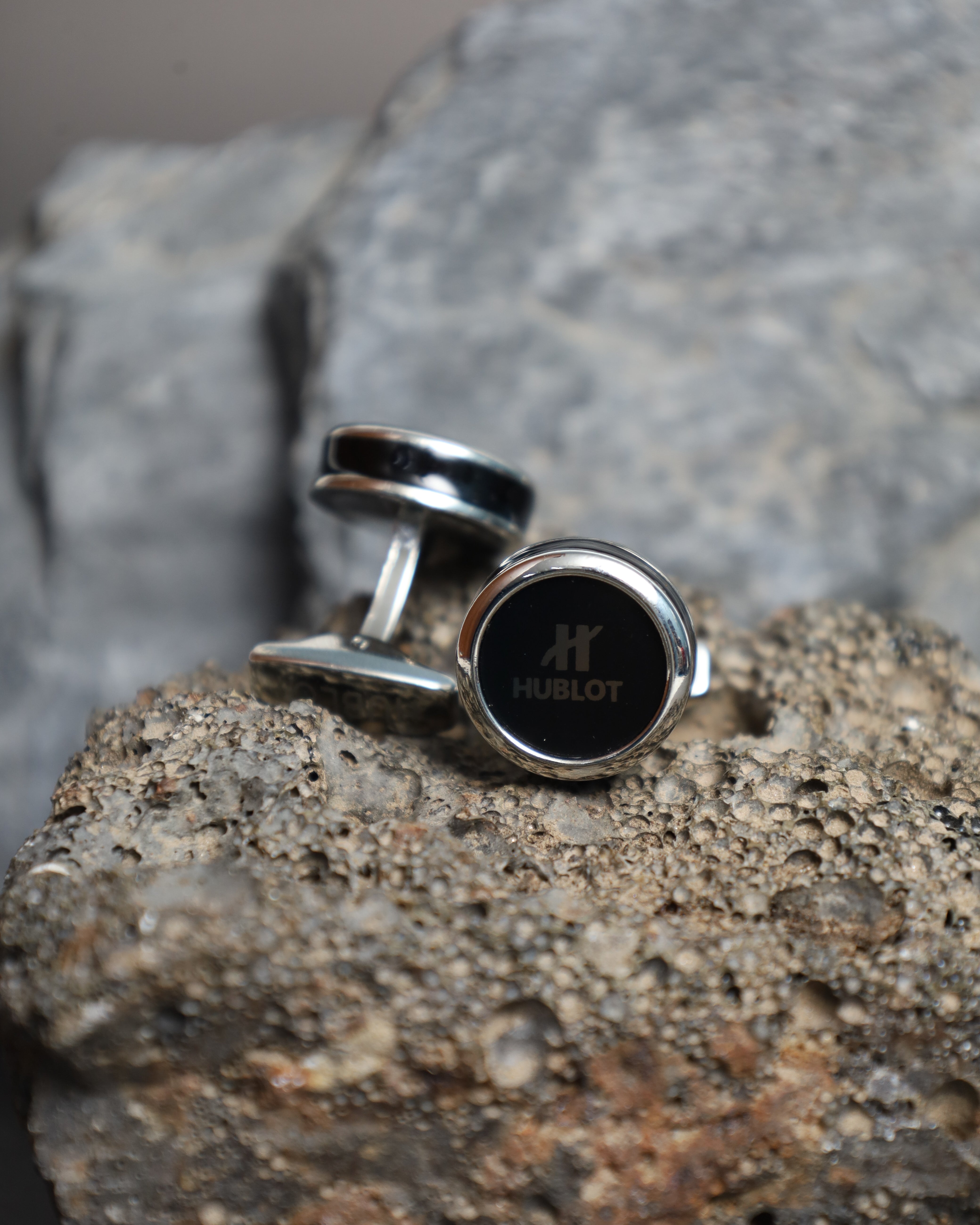 Silver & Black Hublot Cufflinks