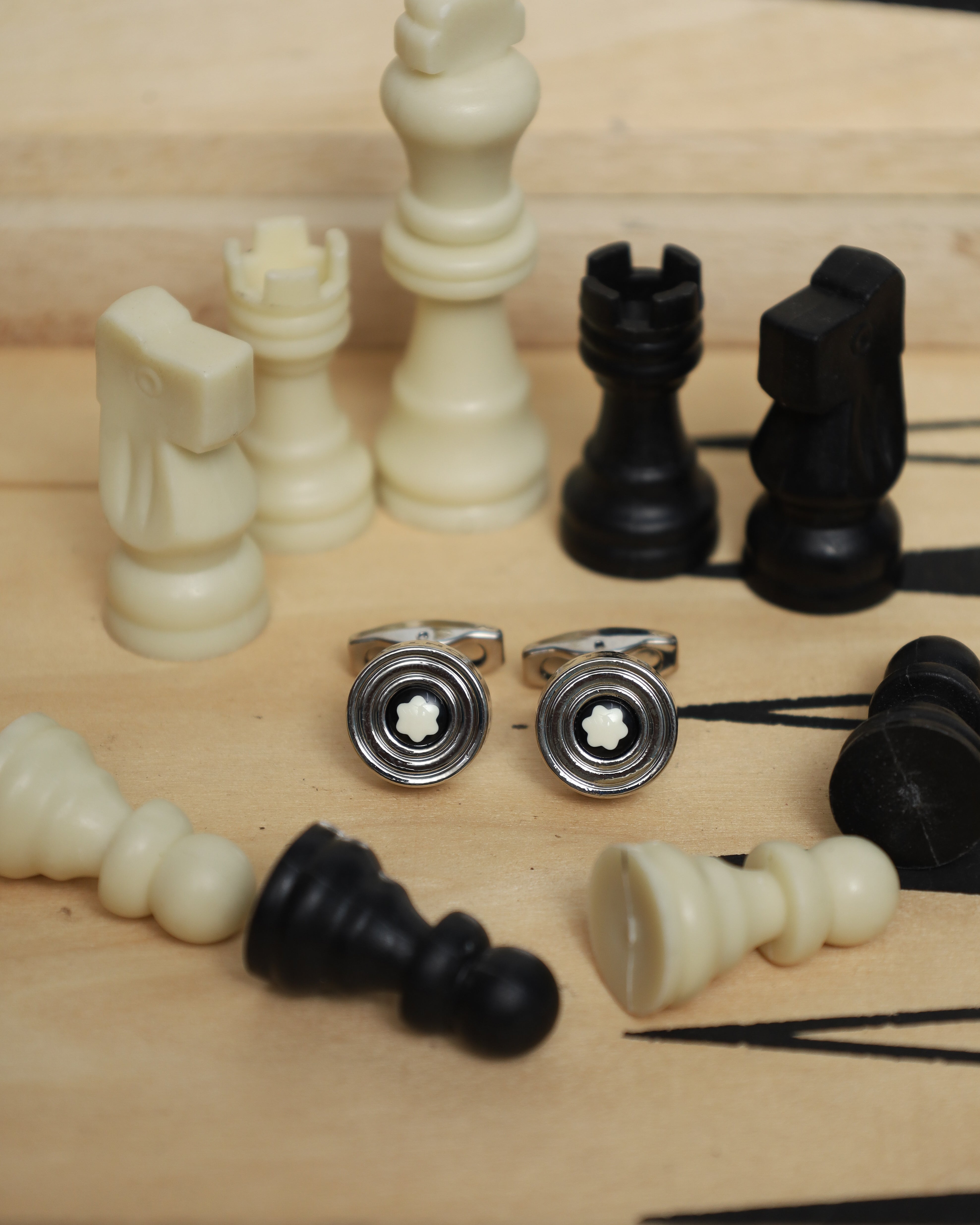 Silver Black & White Accent Cufflinks