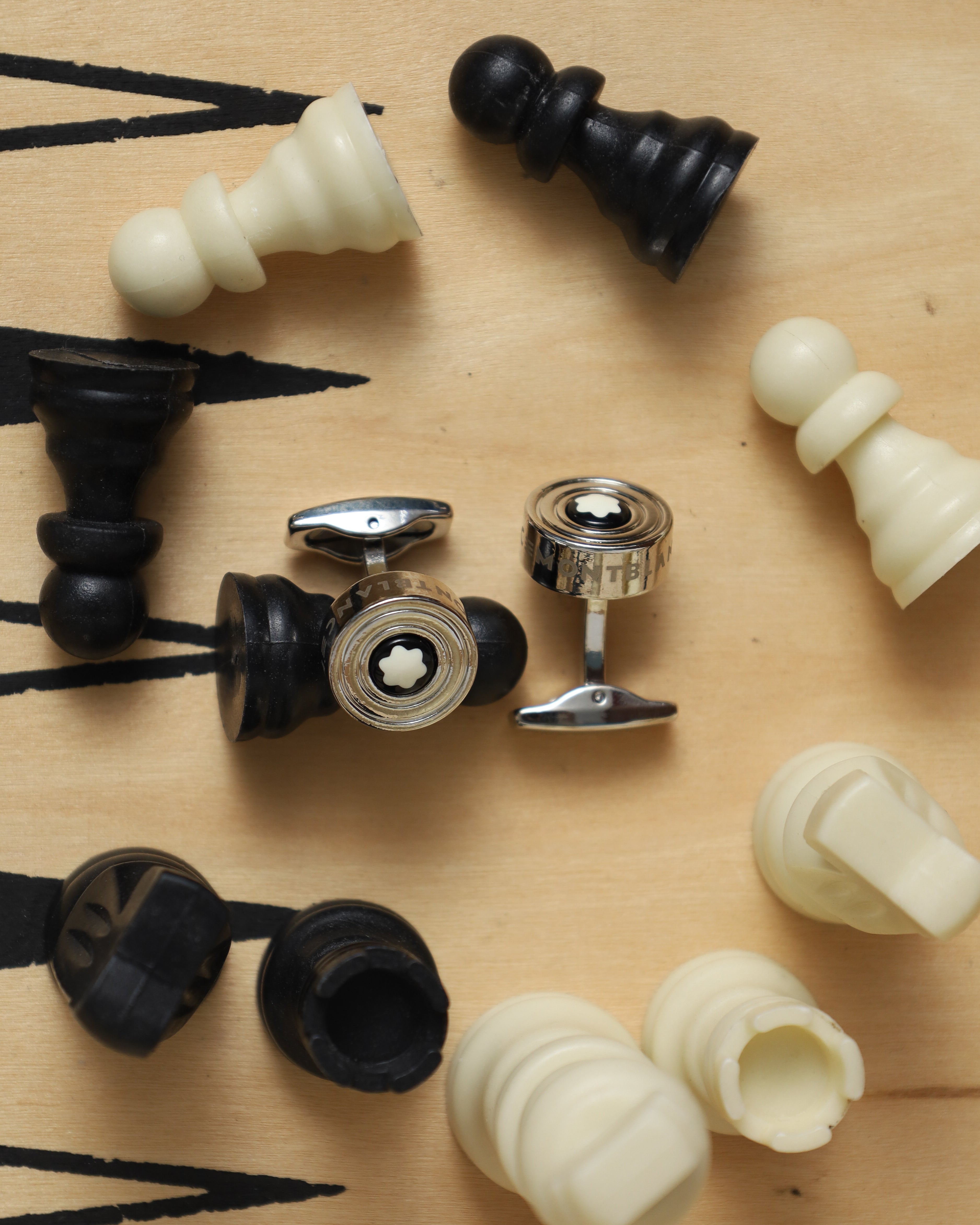 Silver Black & White Accent Cufflinks