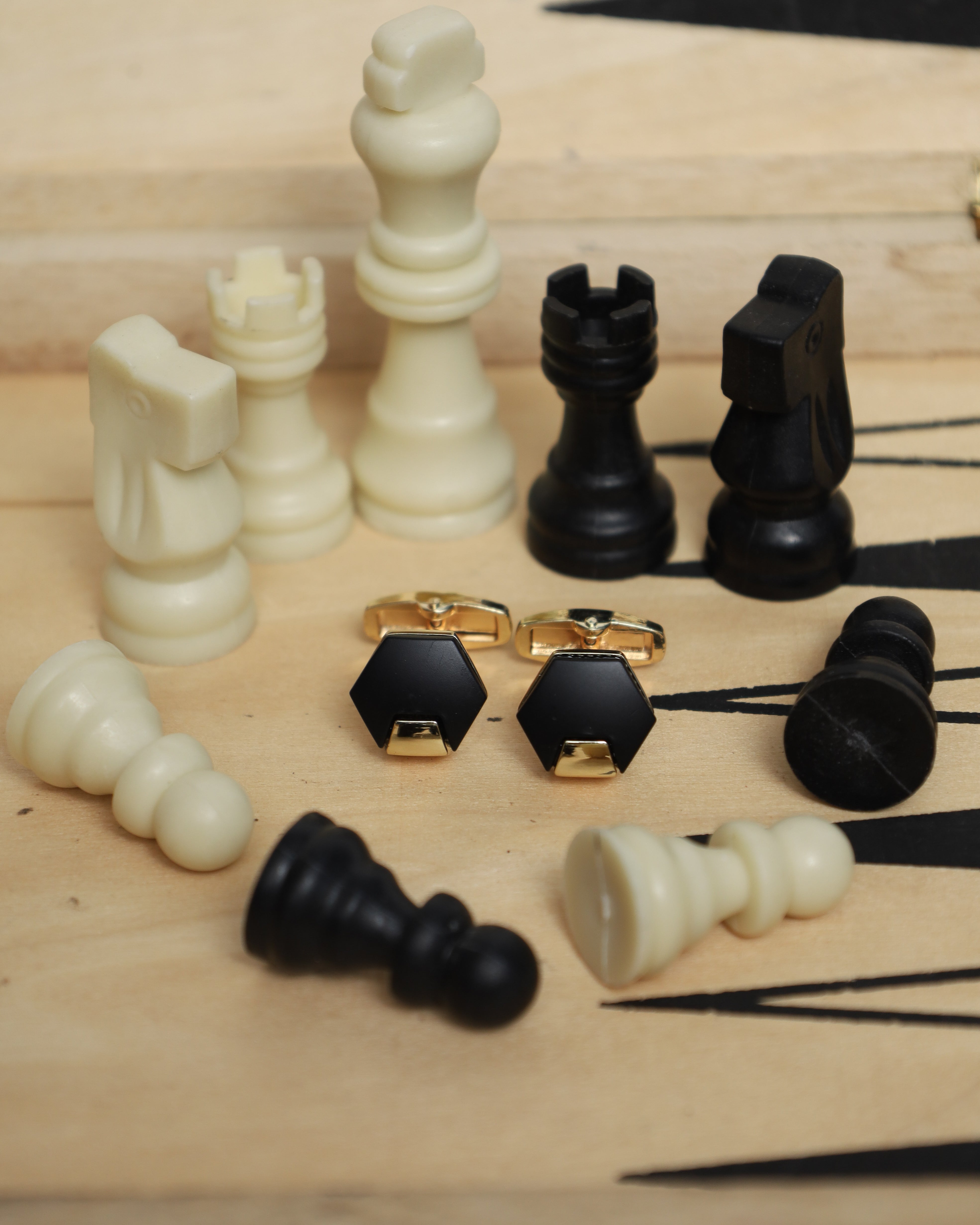 Black Hexagon Gold Cufflinks