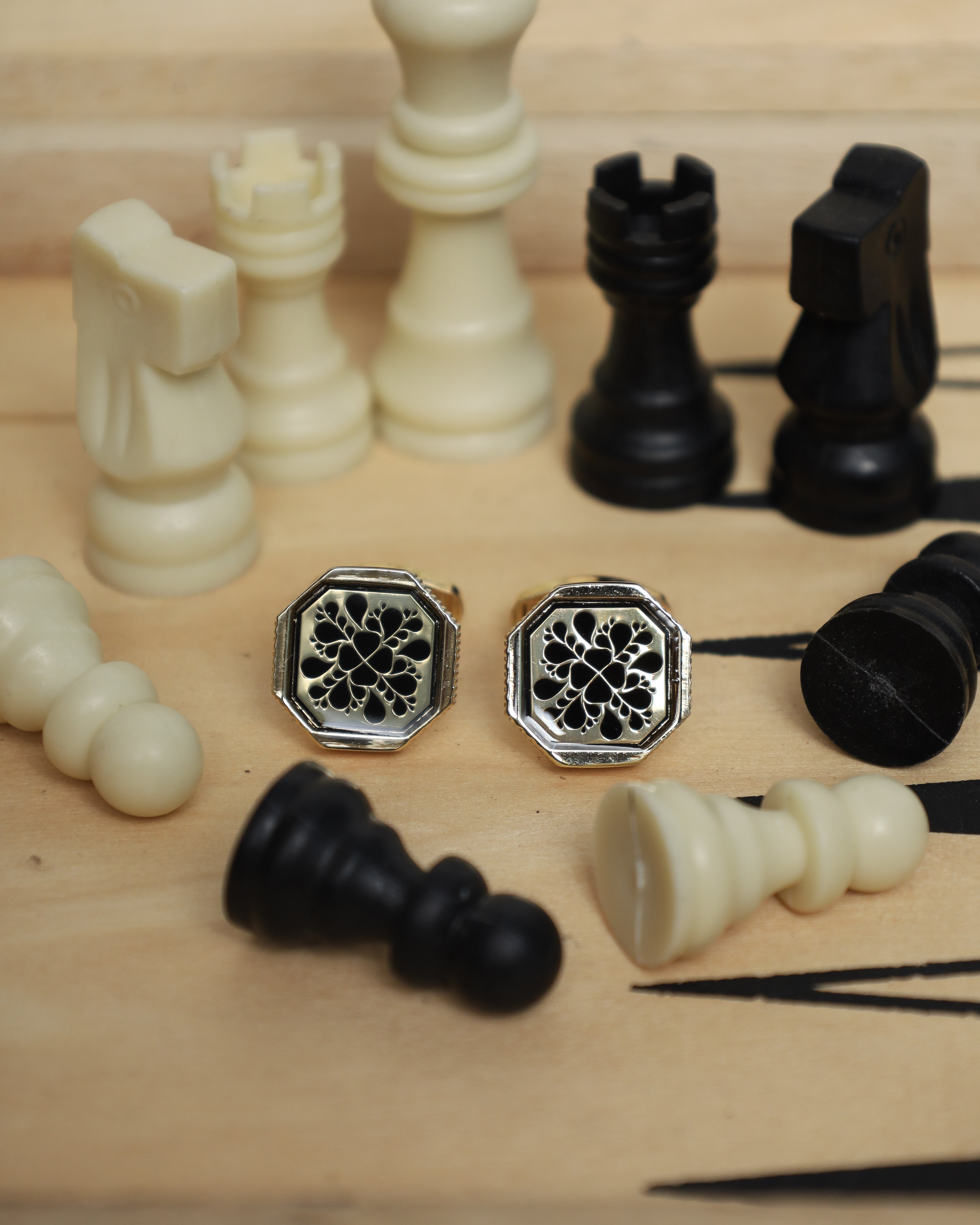 Silver Floral Pattern Cufflinks