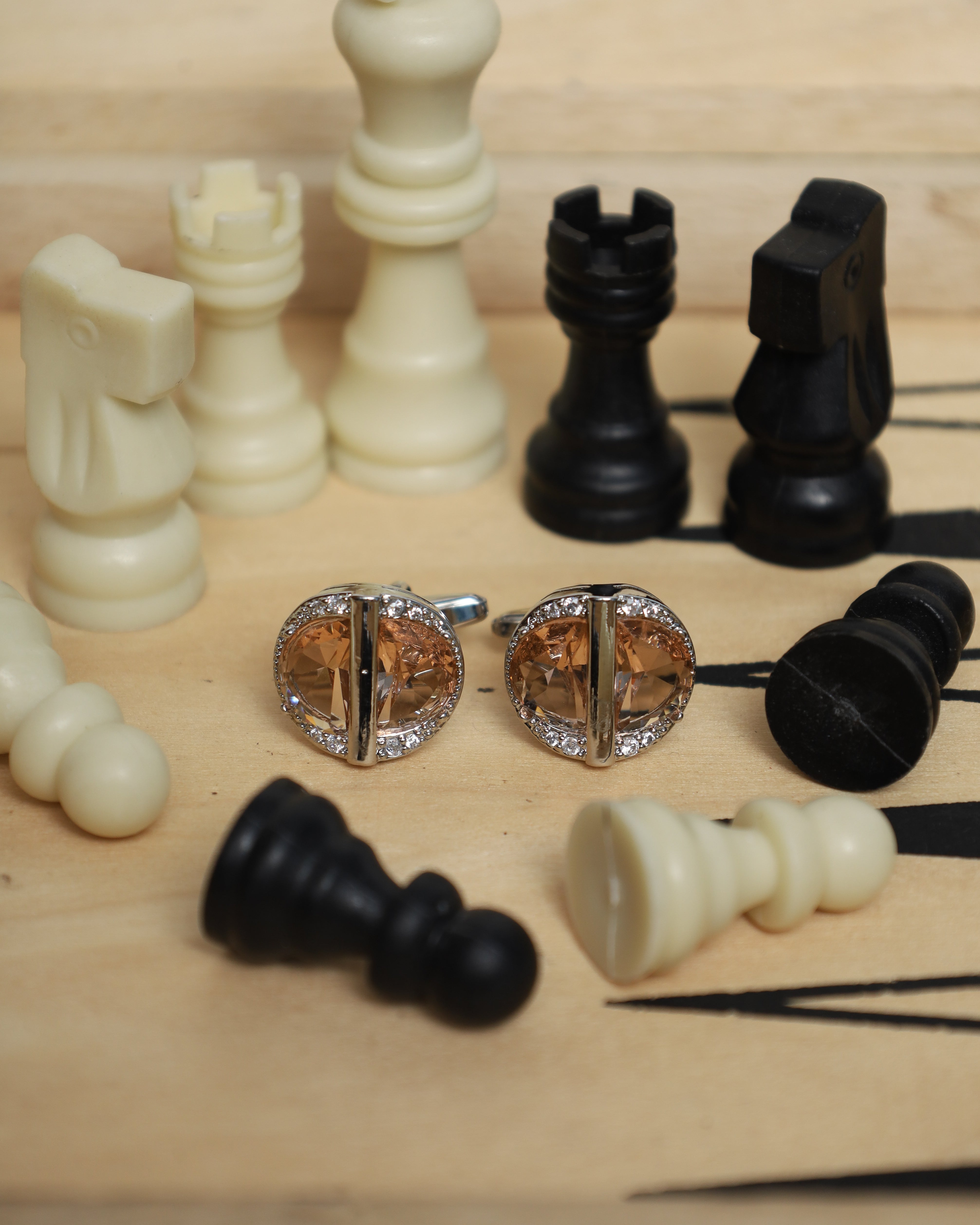 Gold Round Crystal Cufflinks