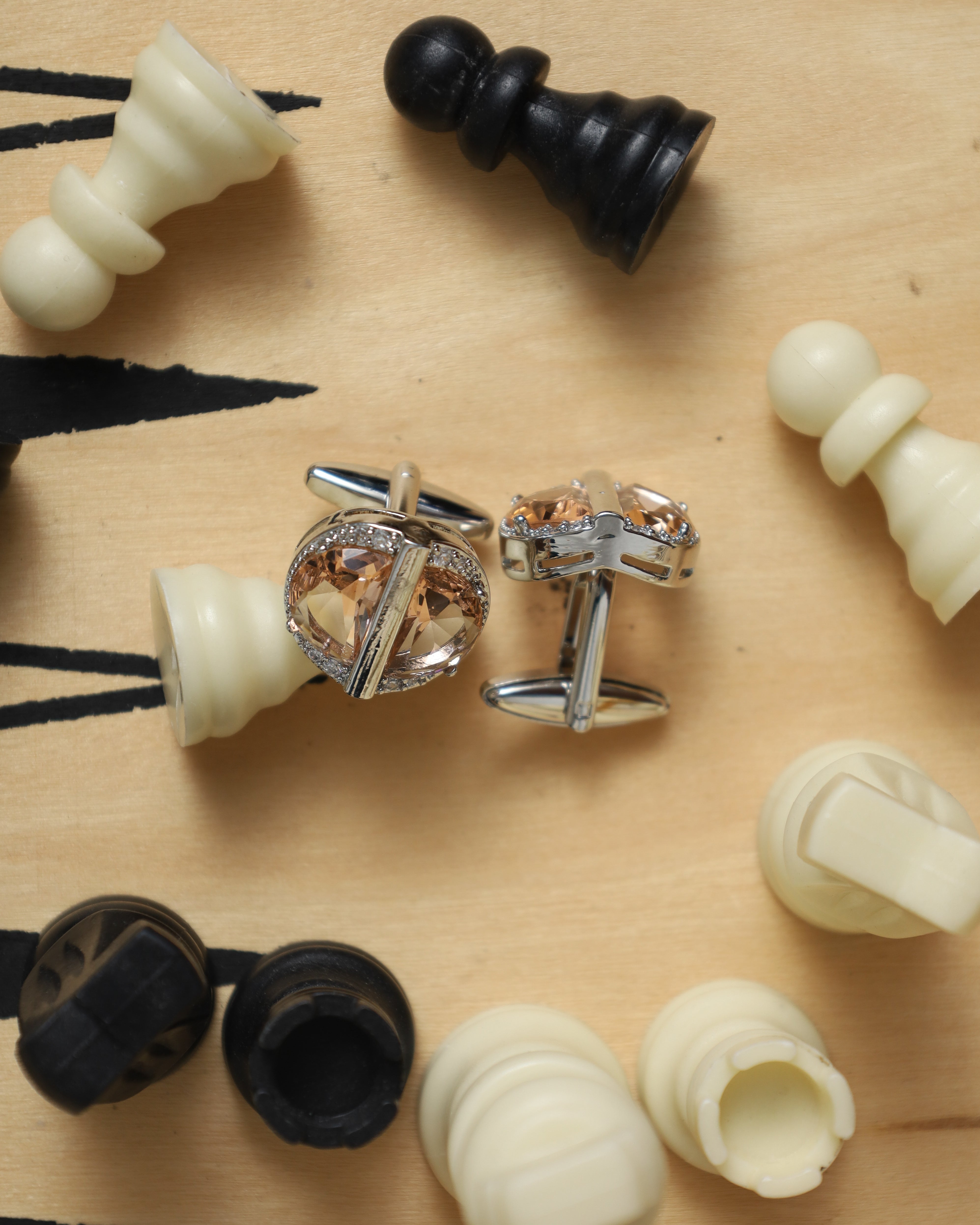 Gold Round Crystal Cufflinks
