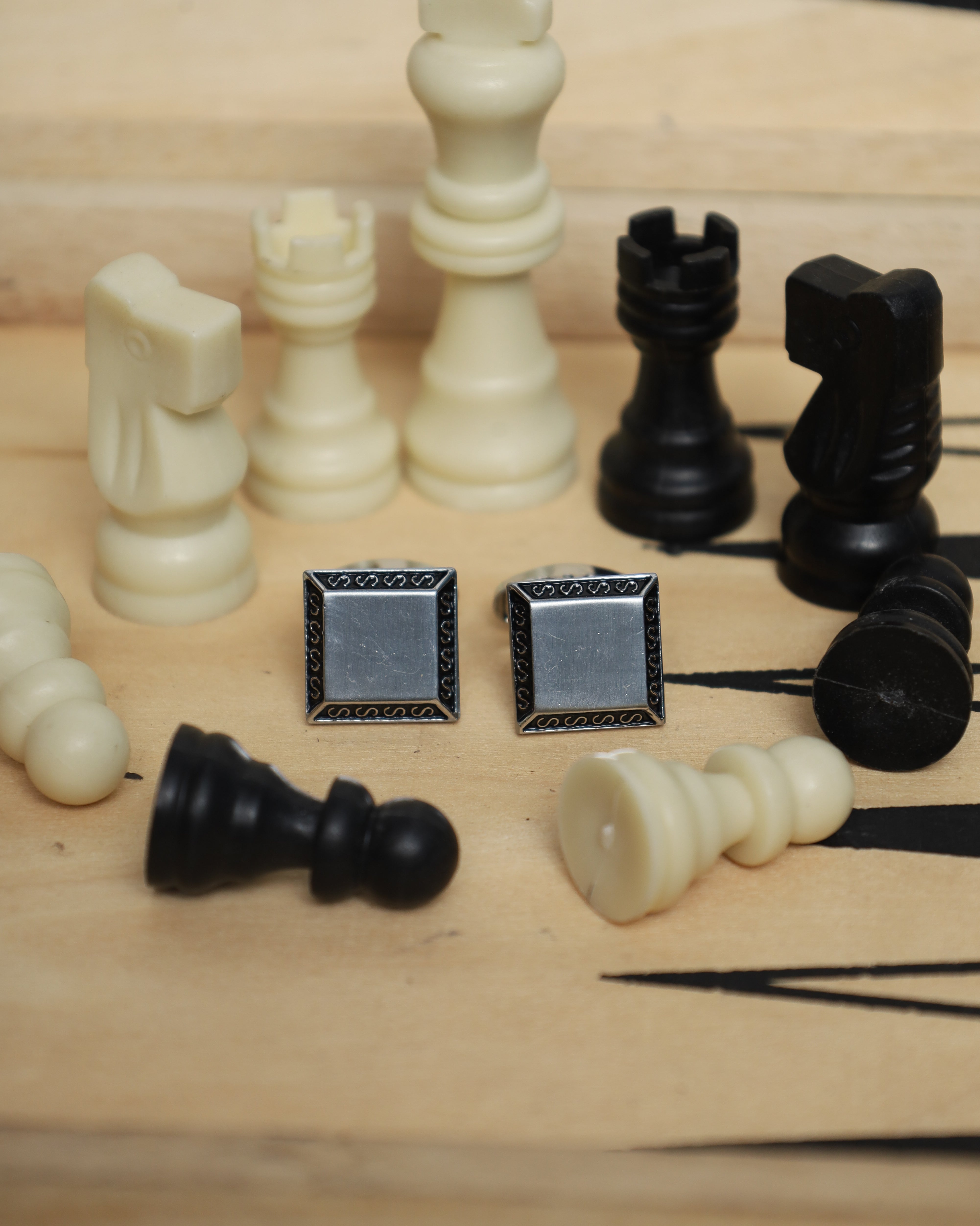 Silver Square Border Cufflinks