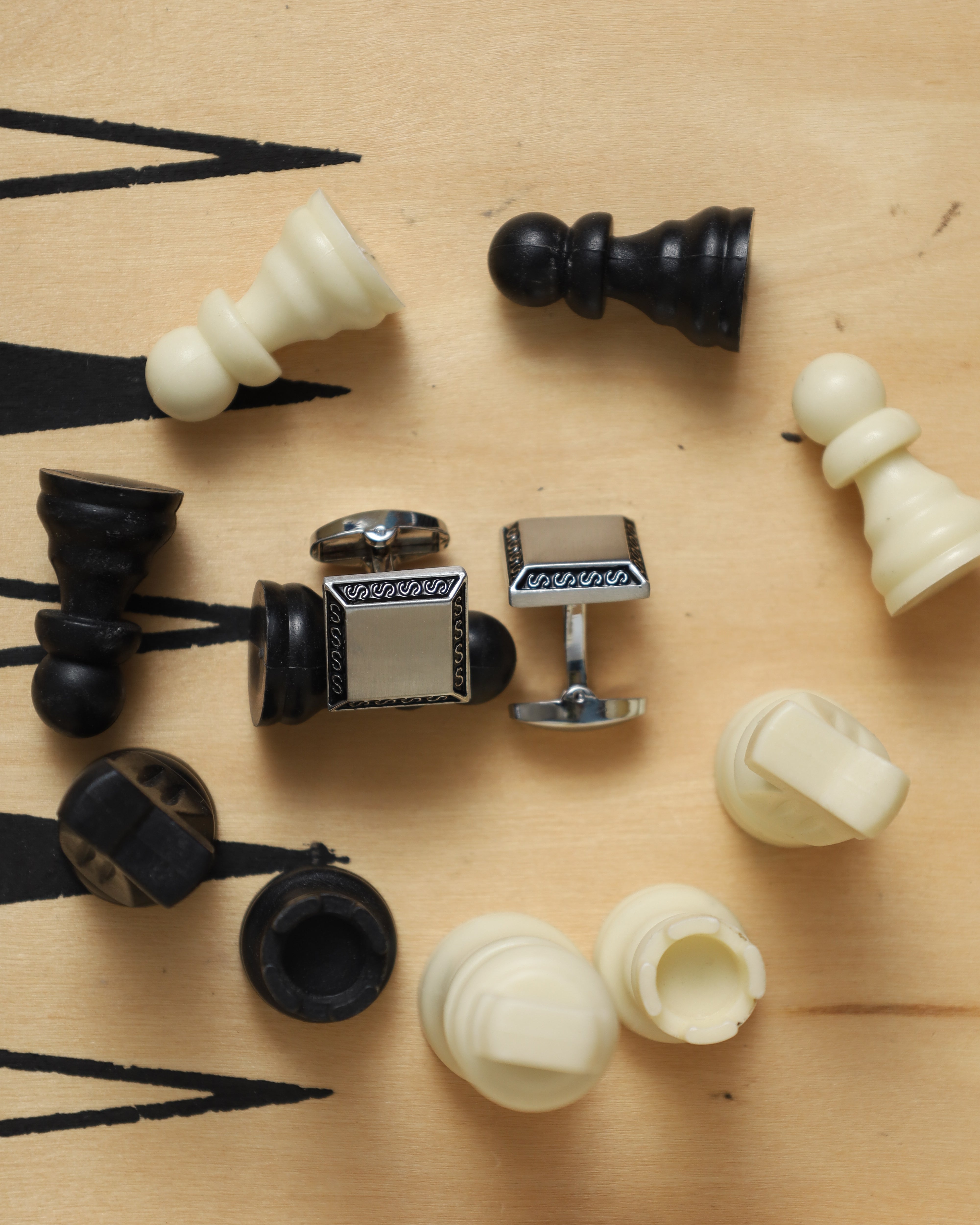 Silver Square Border Cufflinks