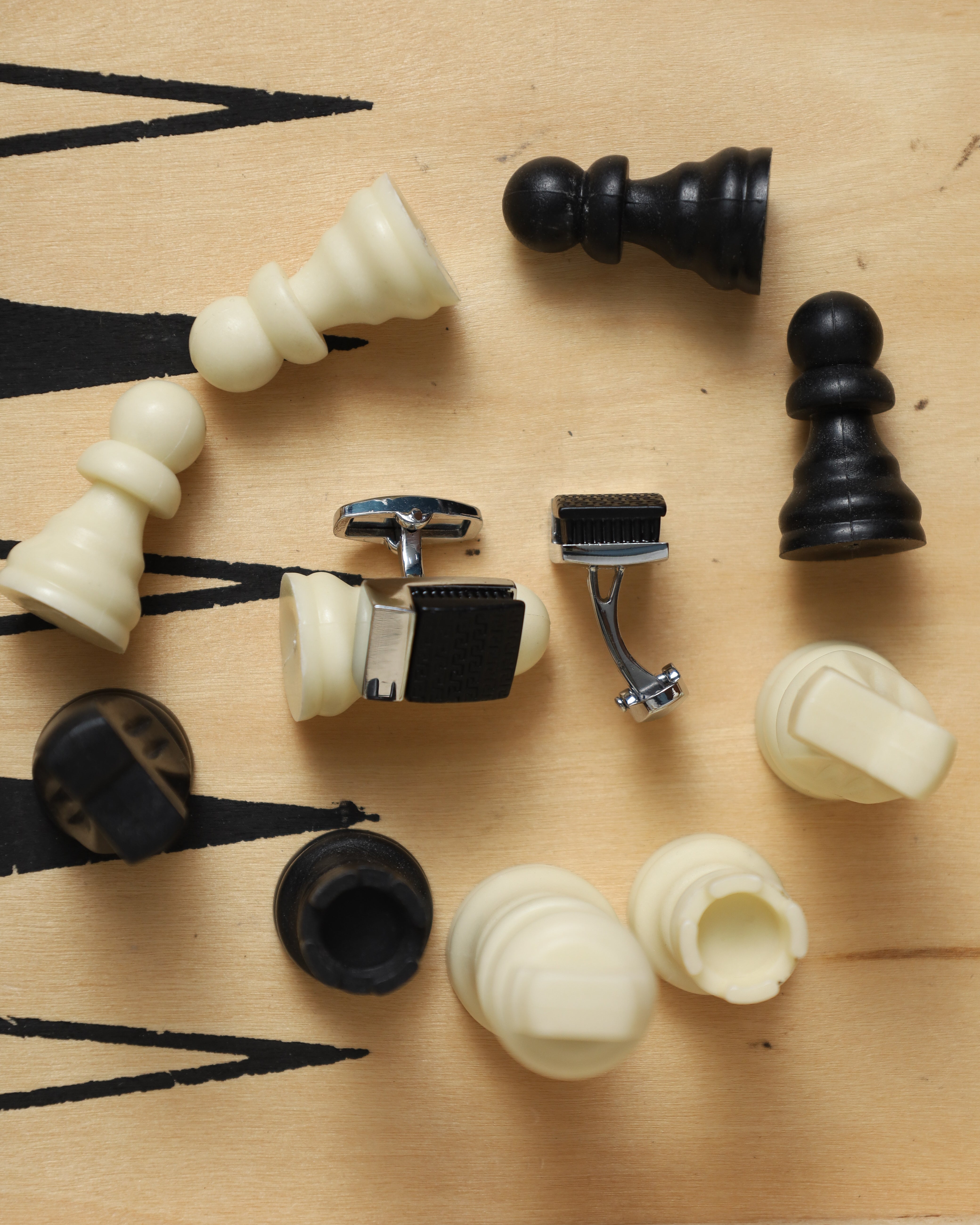 Silver Black Textured Cufflinks