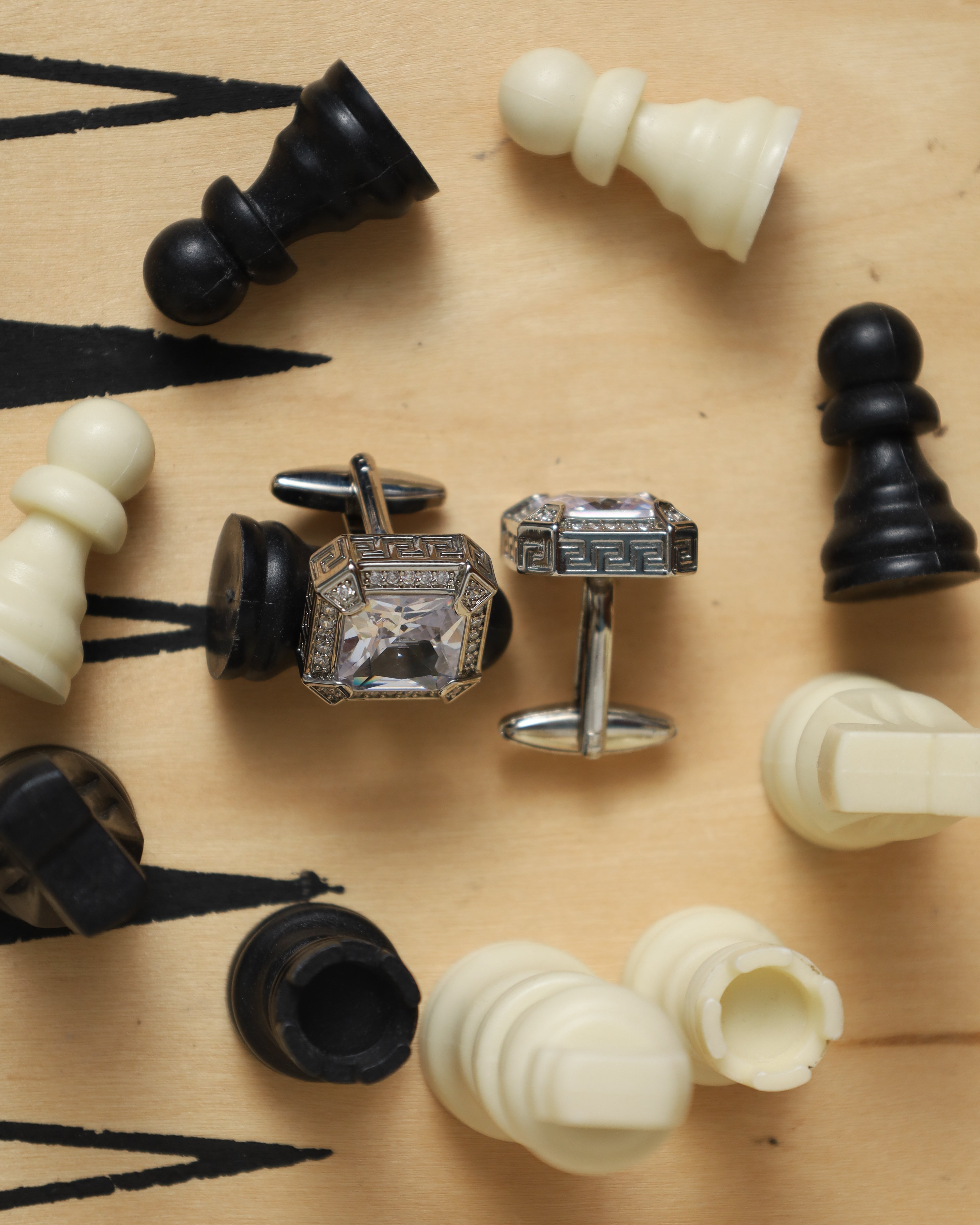 Silver Square Crystal Cufflinks