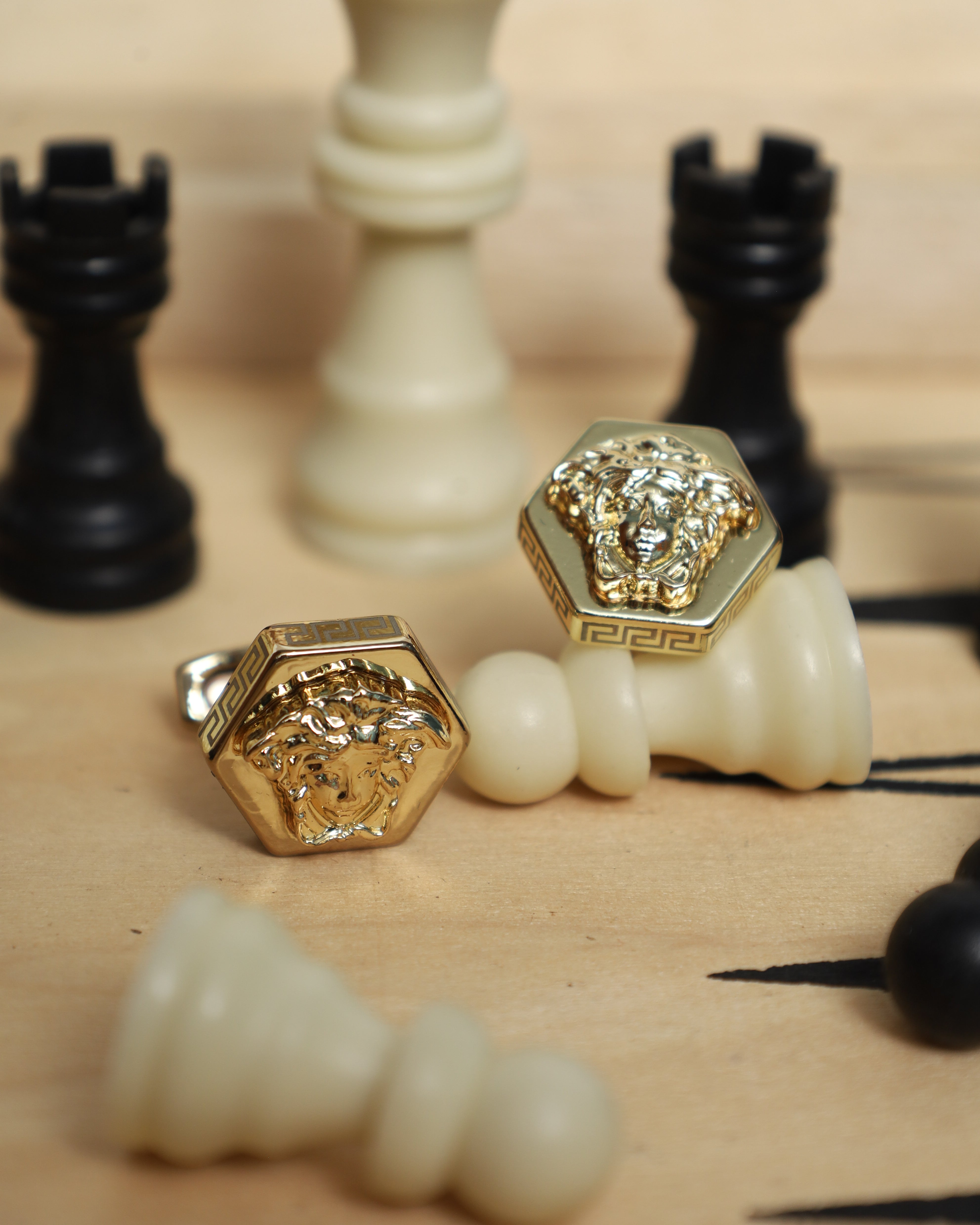 Gold Medusa Hexagon Cufflinks