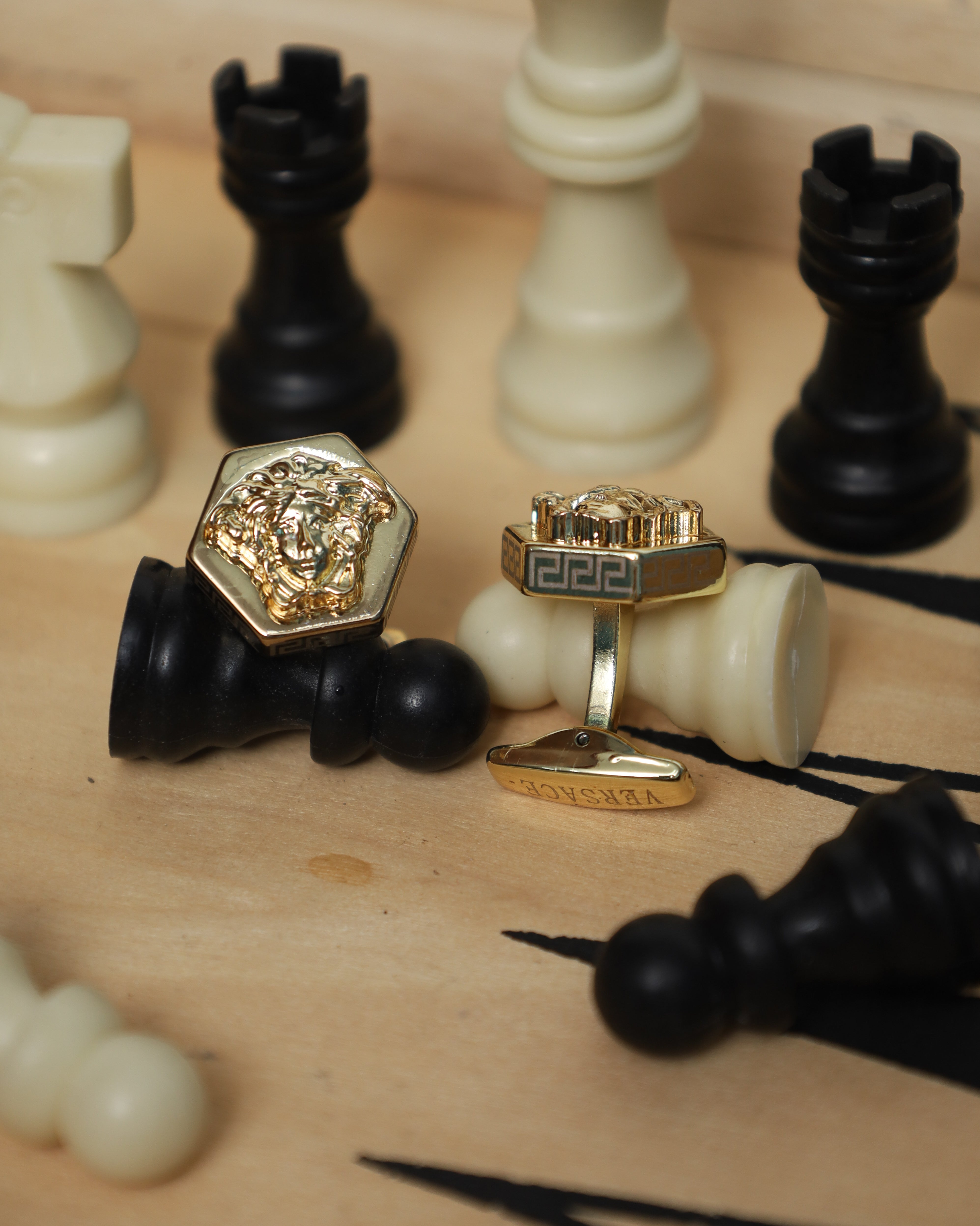 Gold Medusa Hexagon Cufflinks