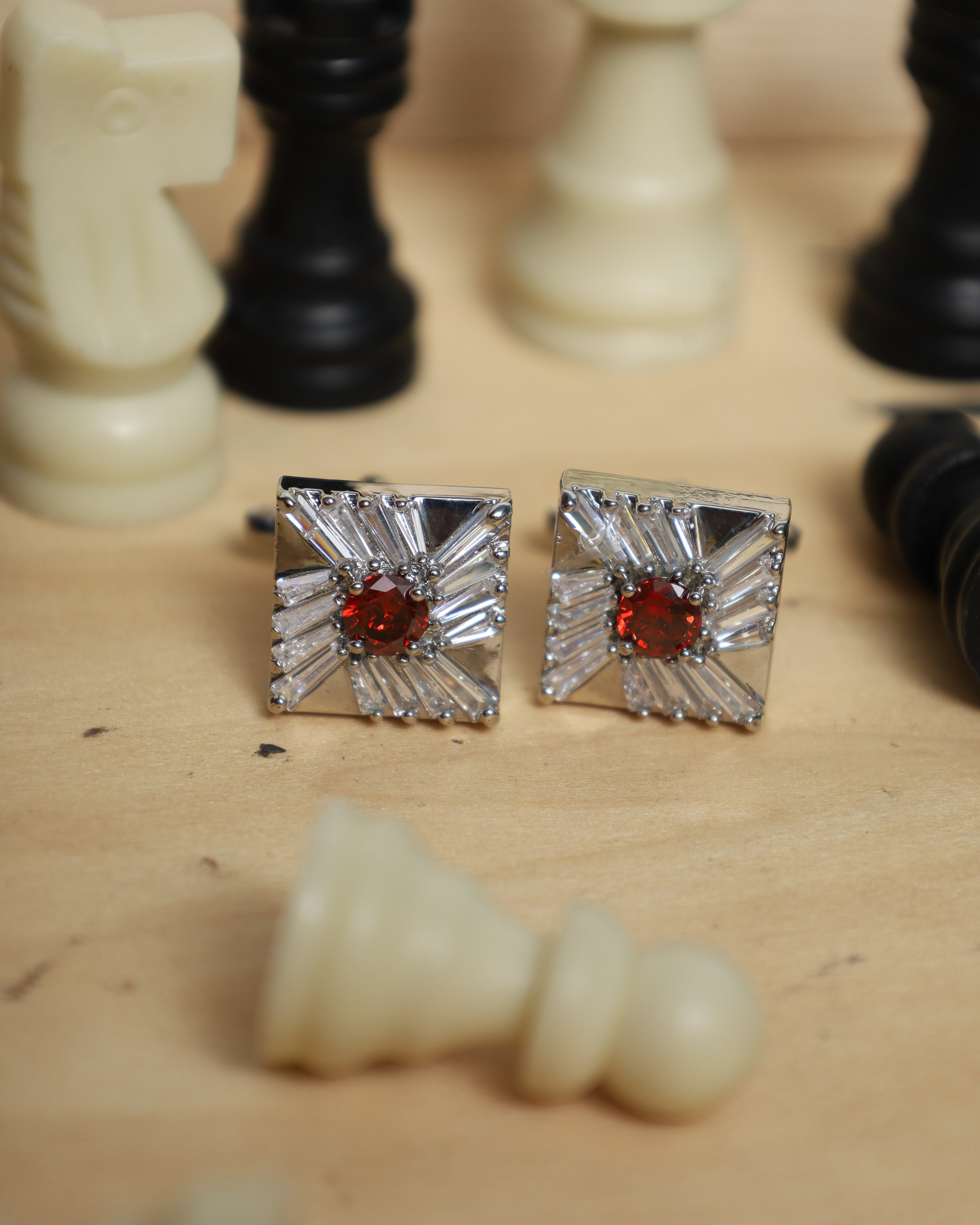 Silver Red Radiance Cufflinks