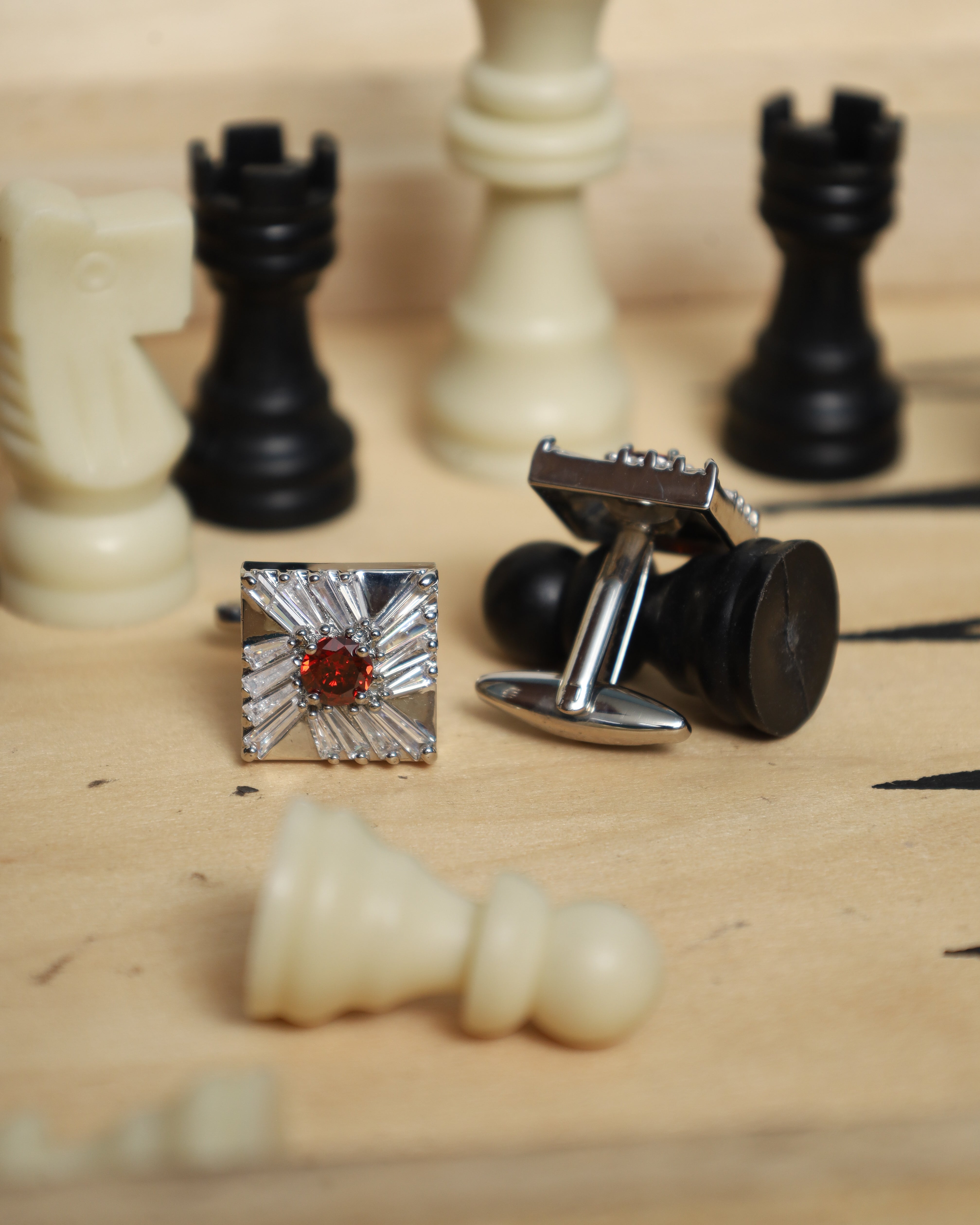 Silver Red Radiance Cufflinks