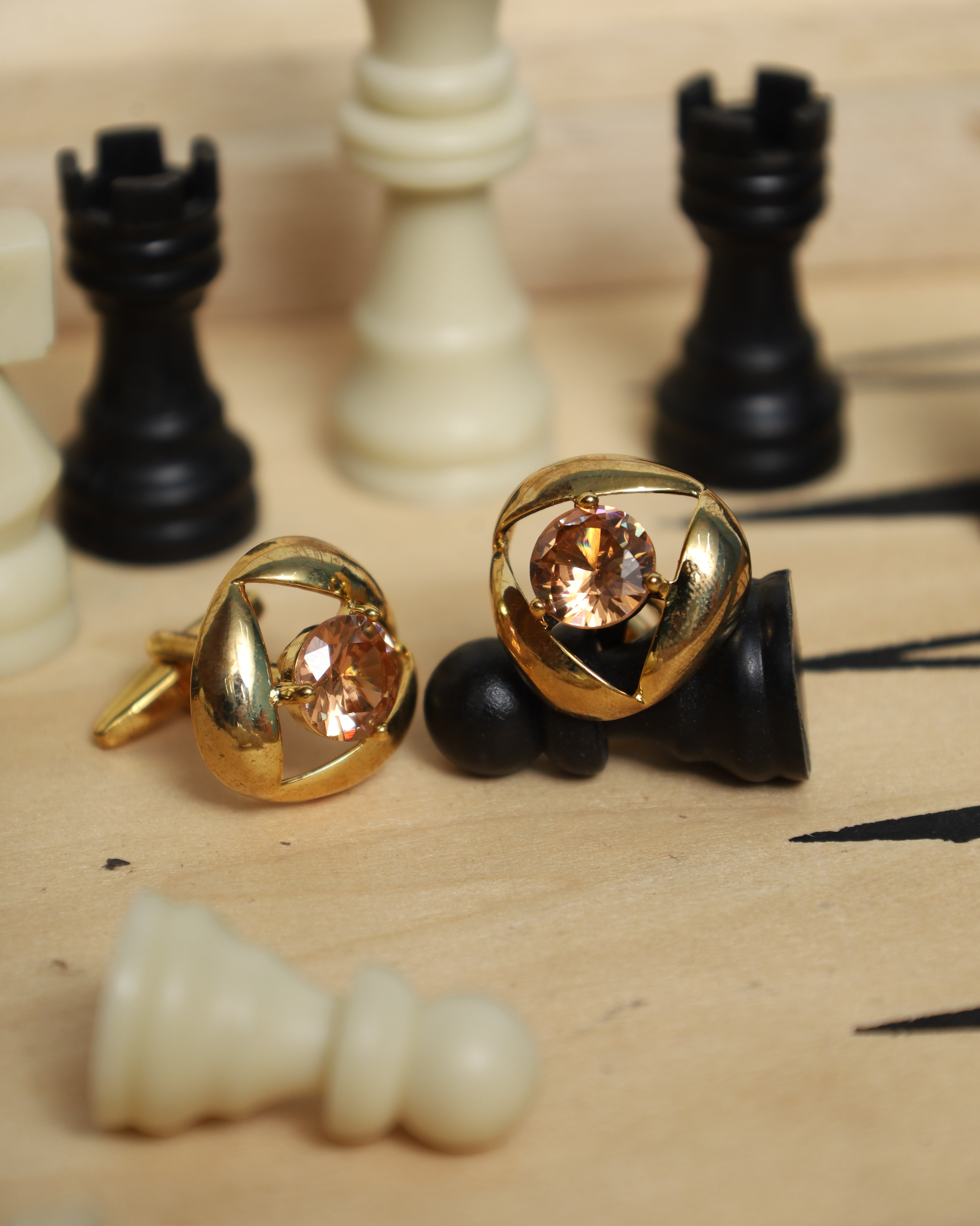 Gold Crystal Orbit Cufflinks