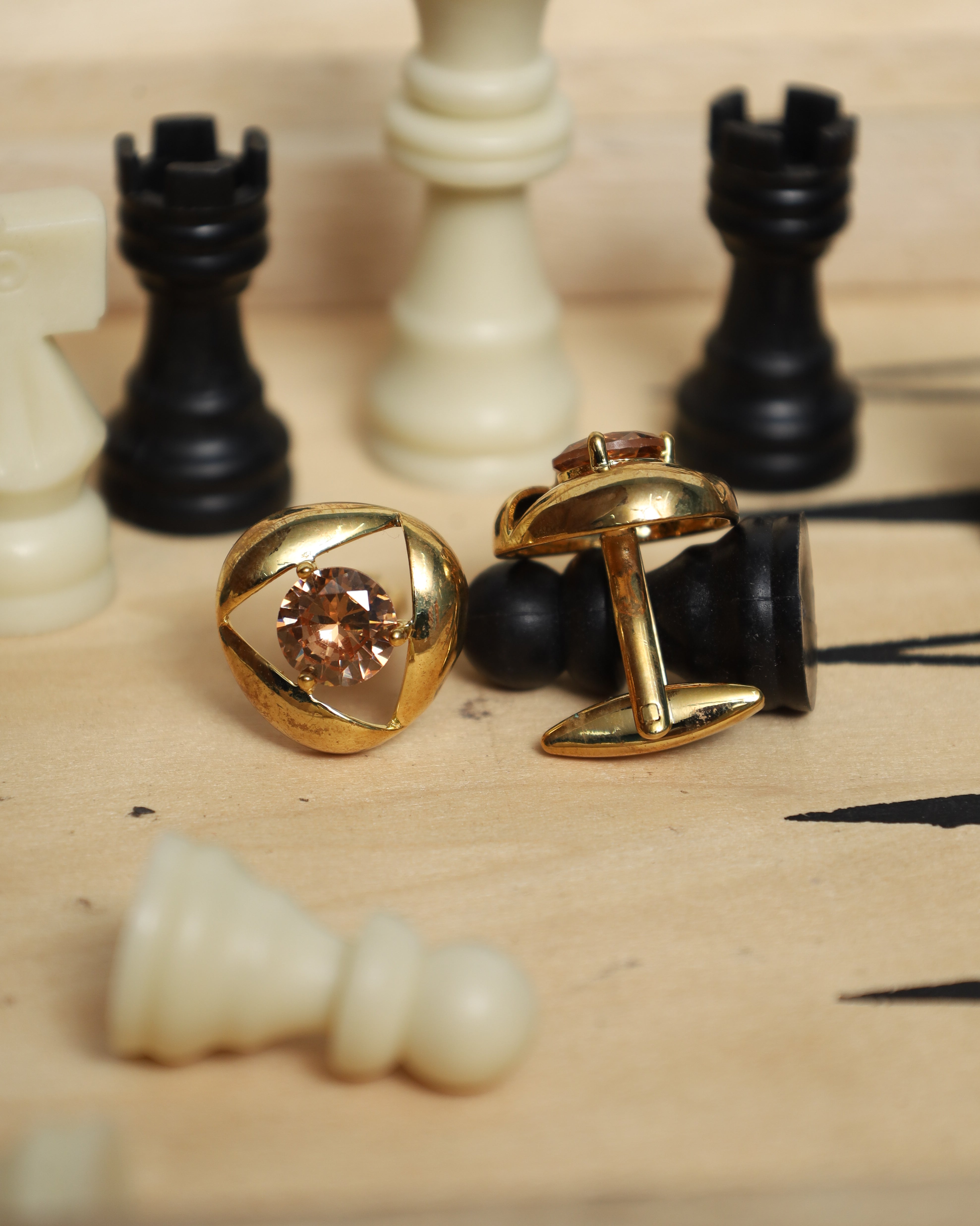 Gold Crystal Orbit Cufflinks